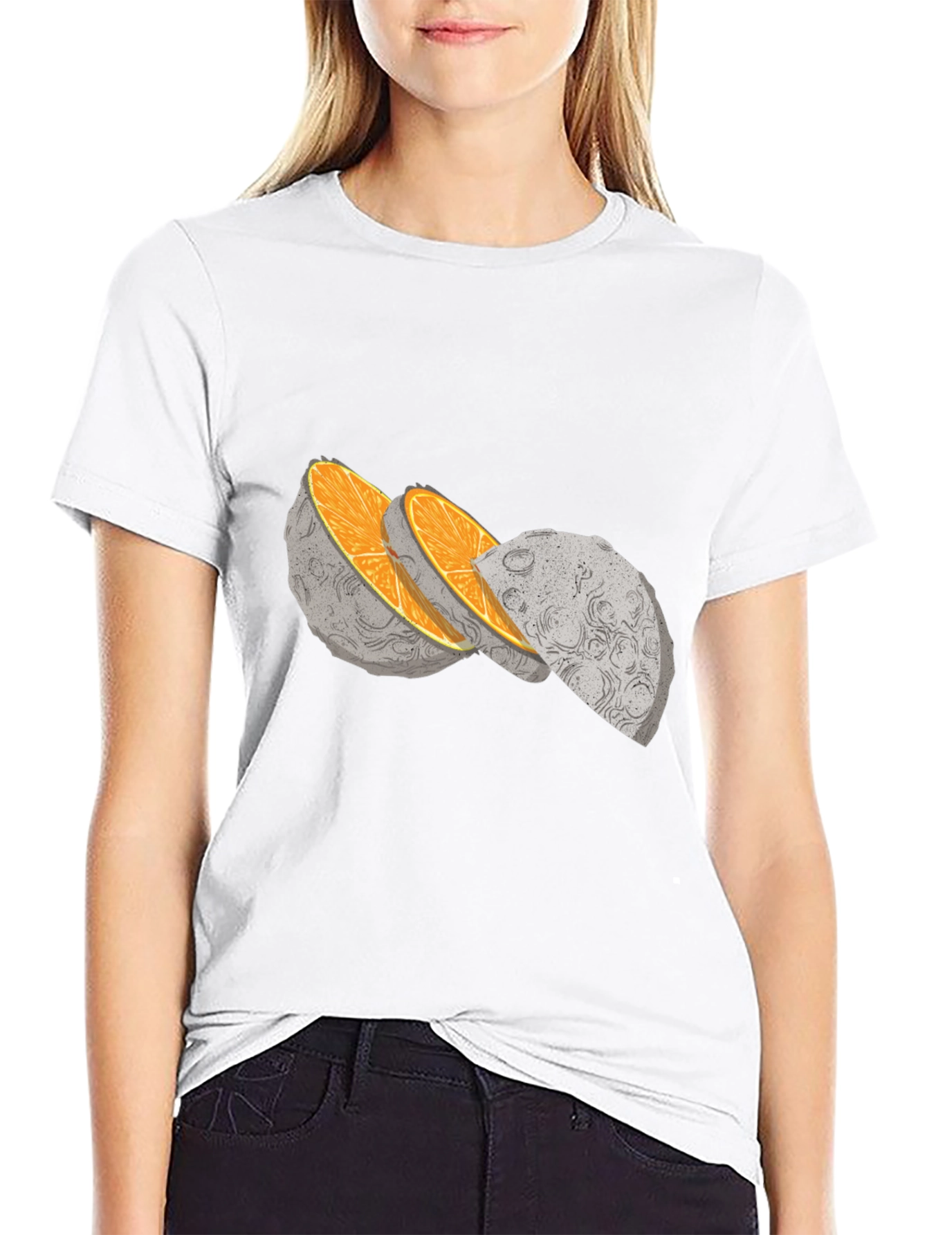 Moon Slice Graphic Tee - Unique Celestial Design