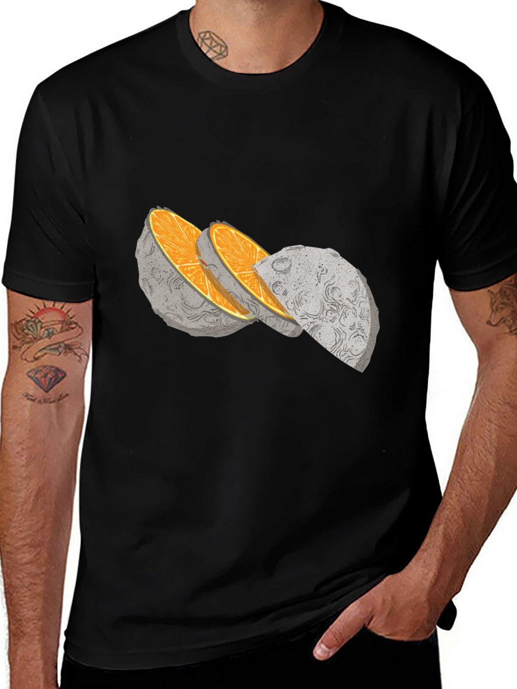Moon Slice Graphic Tee - Unique Celestial Design