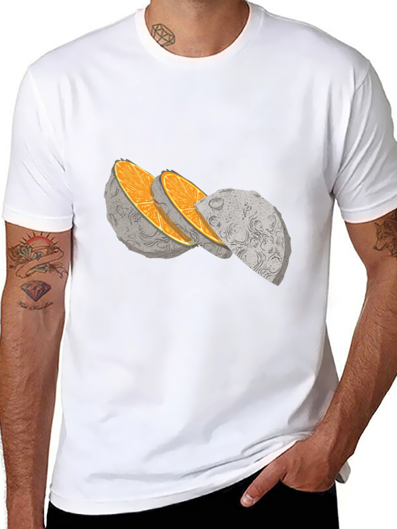 Moon Slice Graphic Tee - Unique Celestial Design