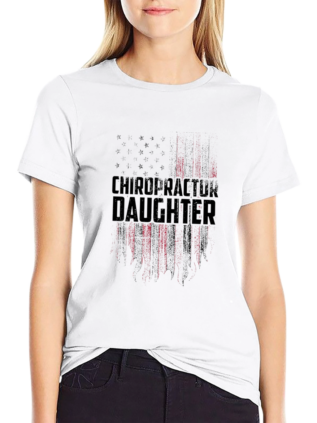 Chiropractor Daughter Patriotic American Flag T-Shirt