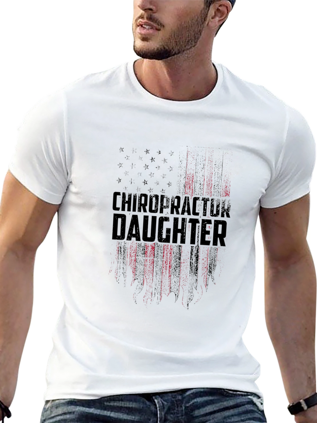 Chiropractor Daughter Patriotic American Flag T-Shirt