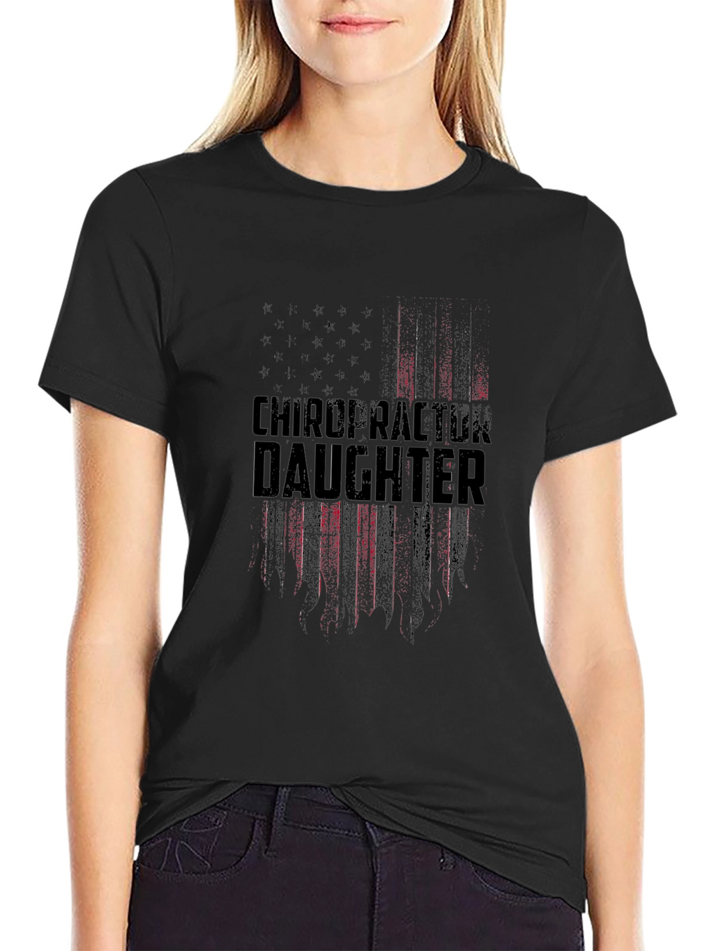 Chiropractor Daughter Patriotic American Flag T-Shirt