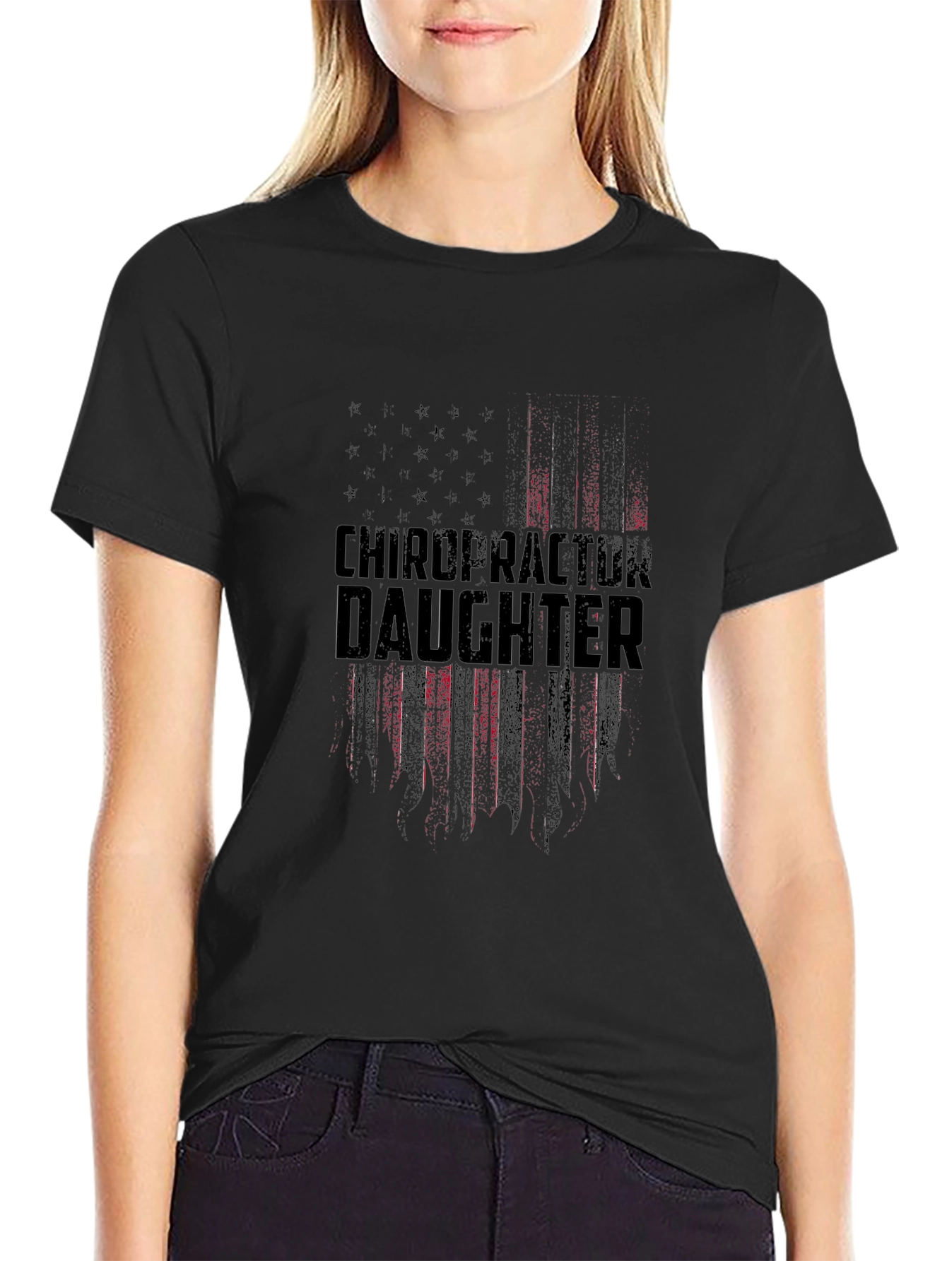 Chiropractor Daughter Patriotic American Flag T-Shirt