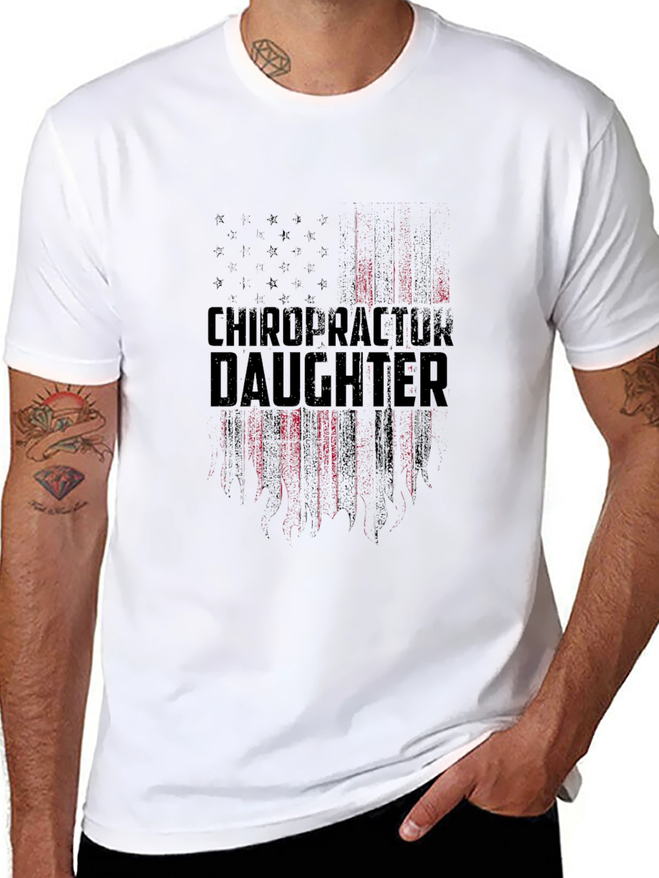 Chiropractor Daughter Patriotic American Flag T-Shirt
