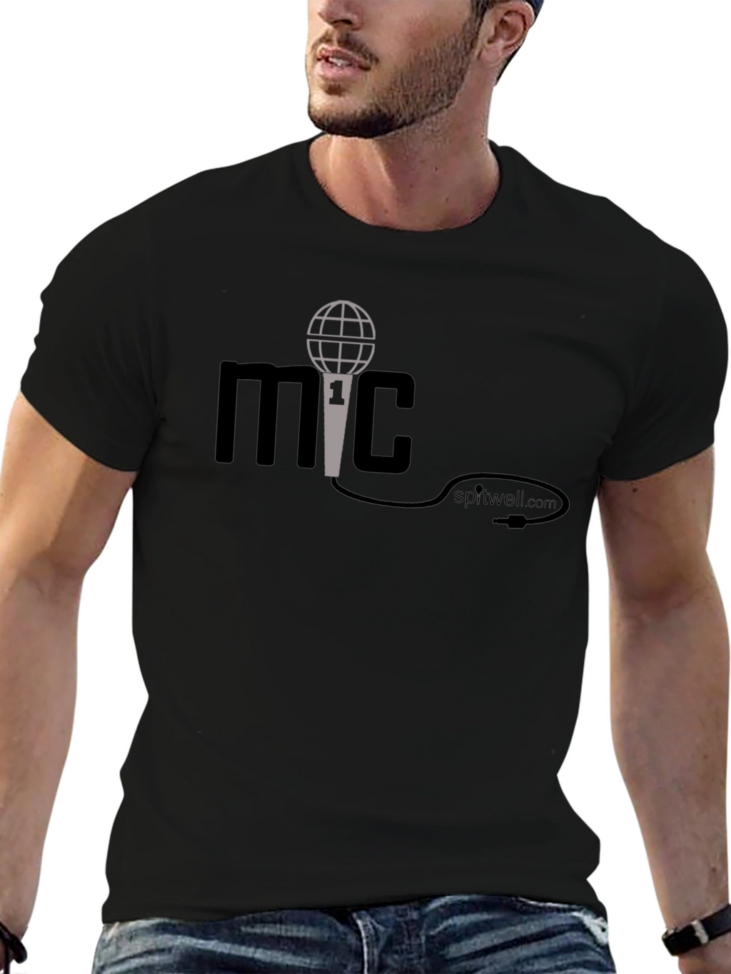 MC Microphone Graphic Tee - Black Cotton