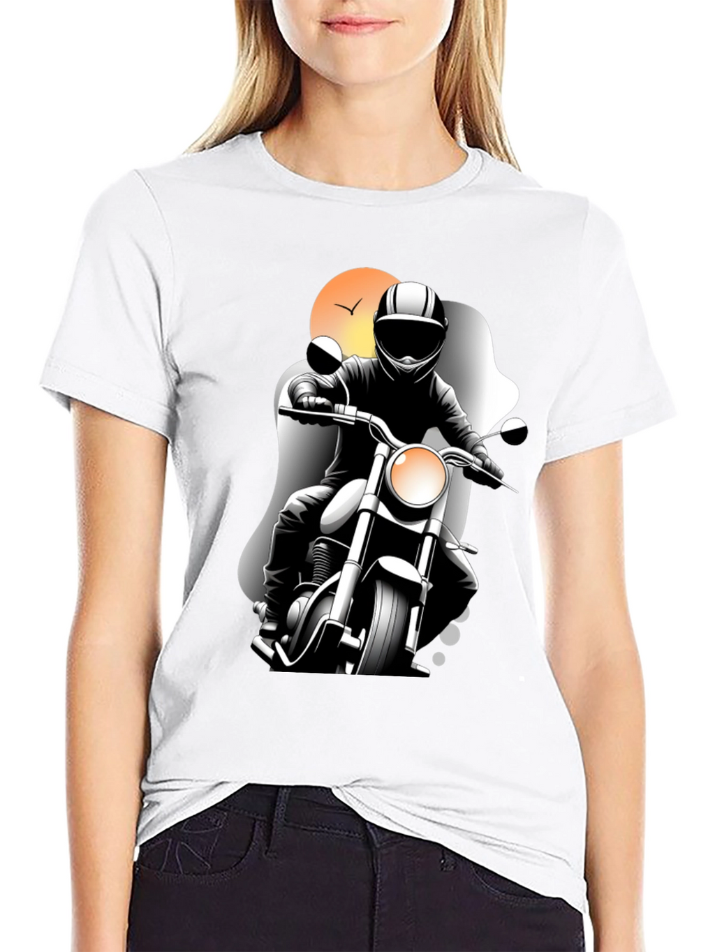 Motorcycle Rider Graphic Tee - Black
