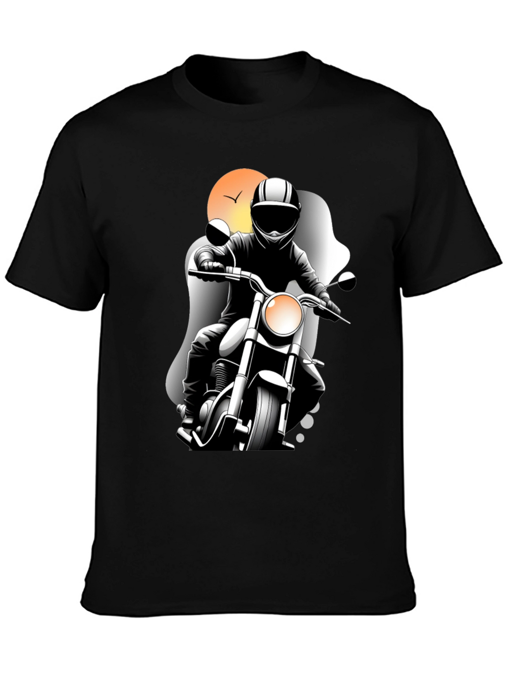 Motorcycle Rider Graphic Tee - Black