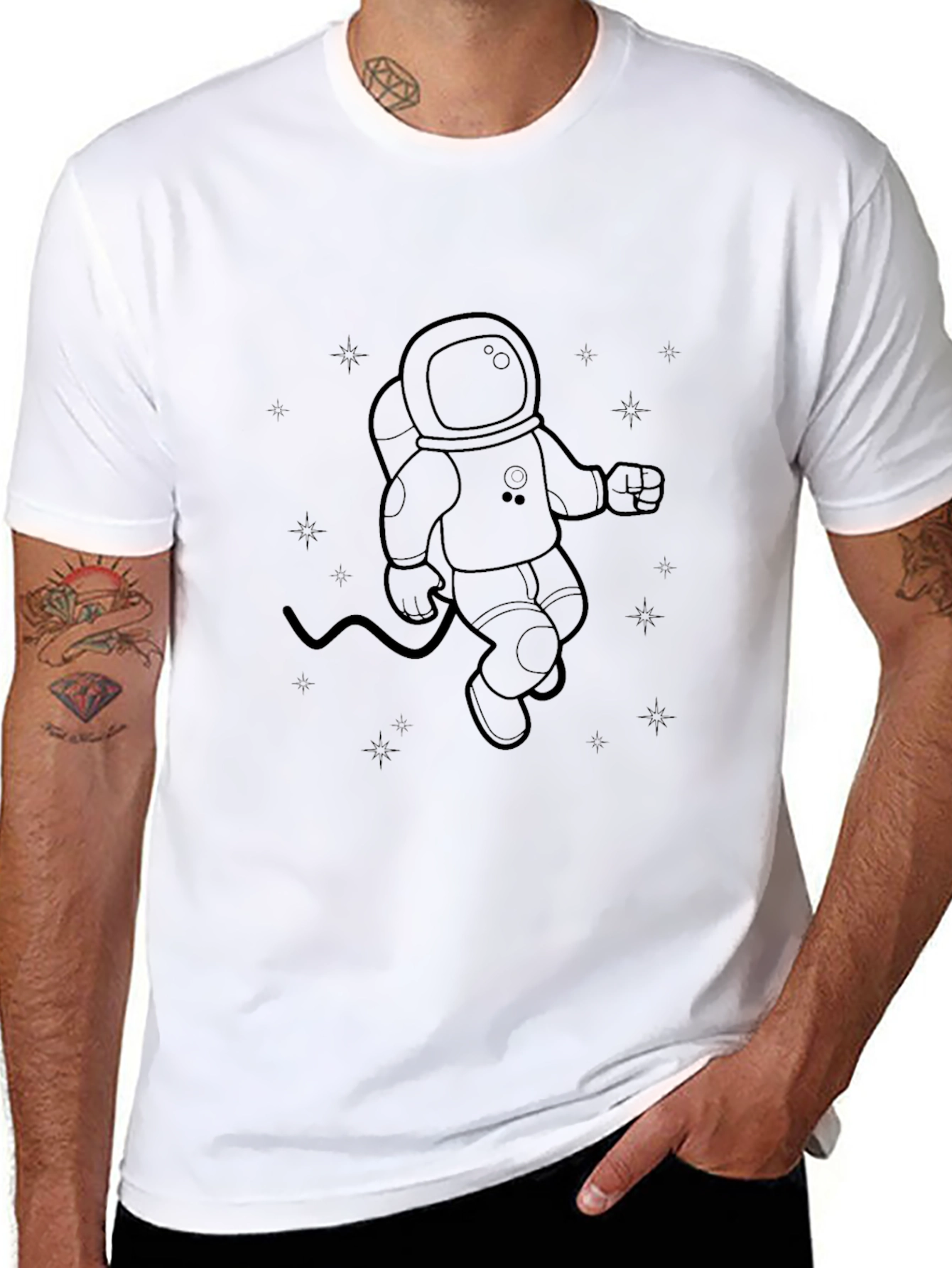 Astronaut Graphic Black T-Shirt - Space Explorer