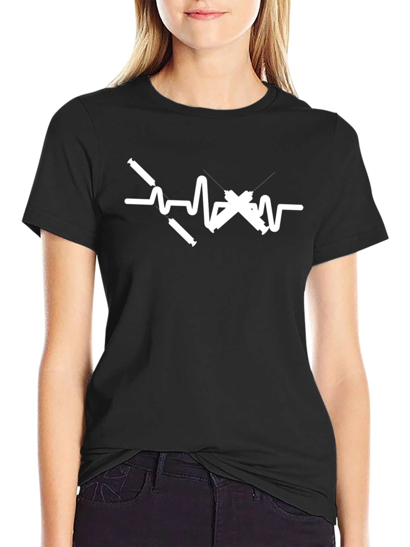 Heartbeat Syringe Graphic Tee - Black