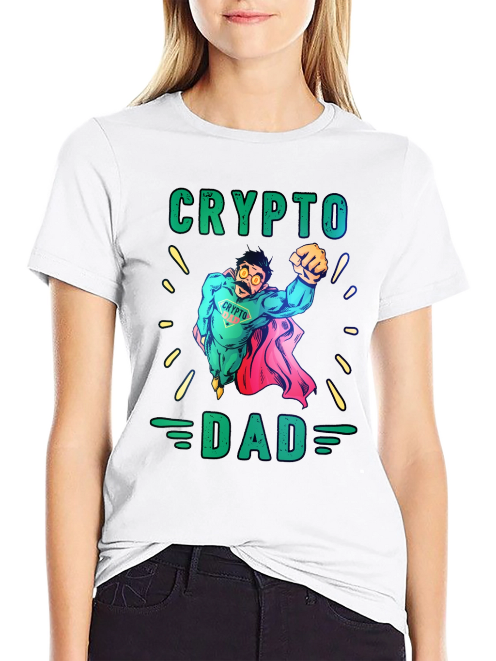 Crypto Dad Superhero Graphic T-Shirt