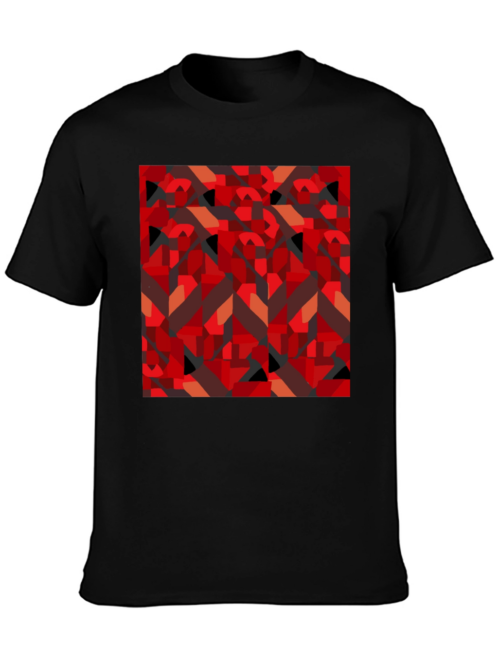 Abstract Geometric Print Black T-Shirt