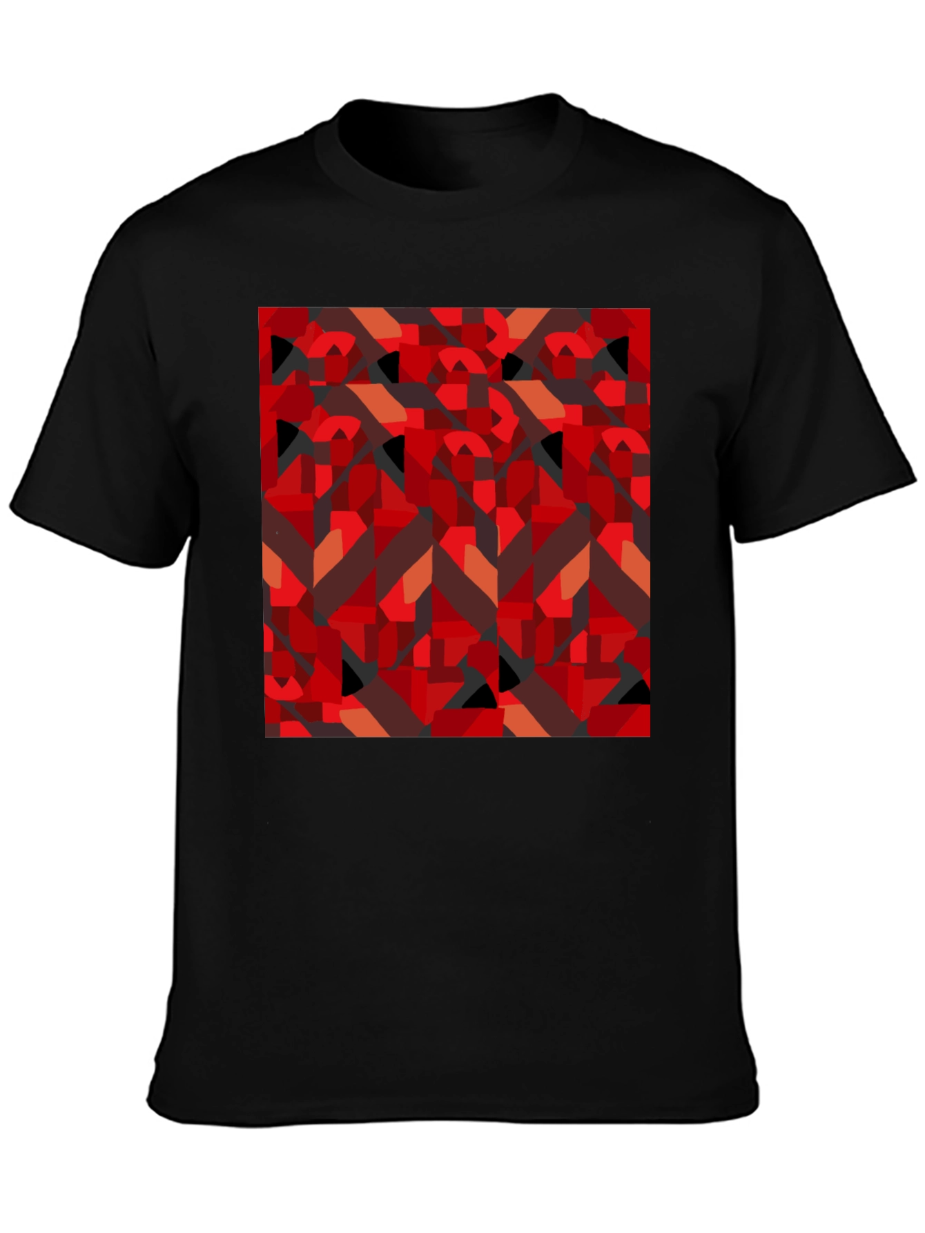 Abstract Geometric Print Black T-Shirt