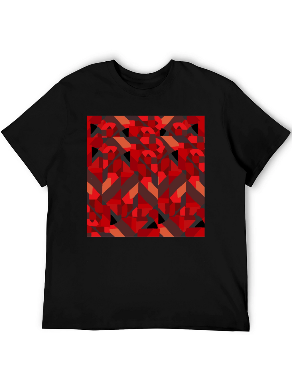 Abstract Geometric Print Black T-Shirt