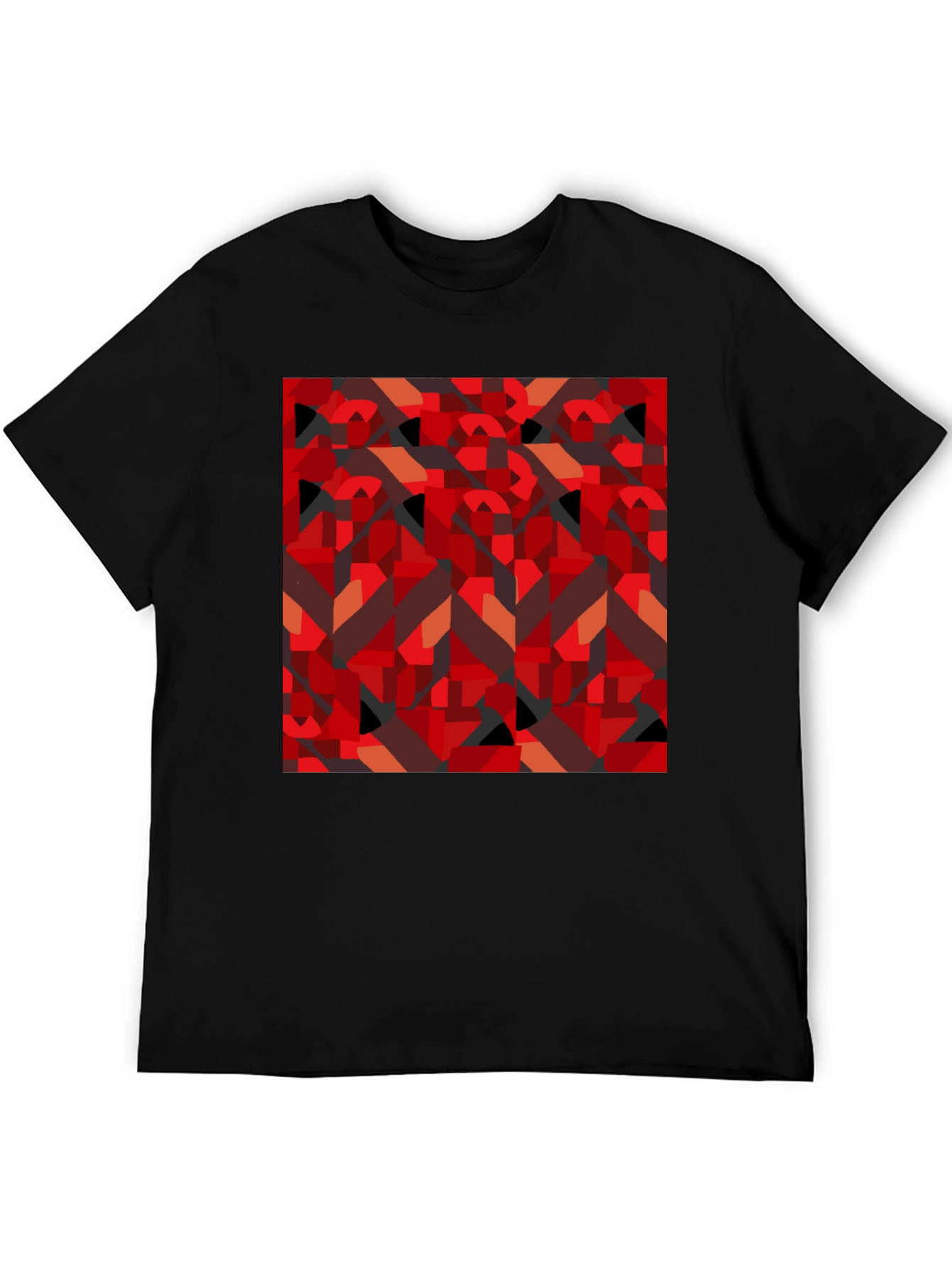 Abstract Geometric Print Black T-Shirt