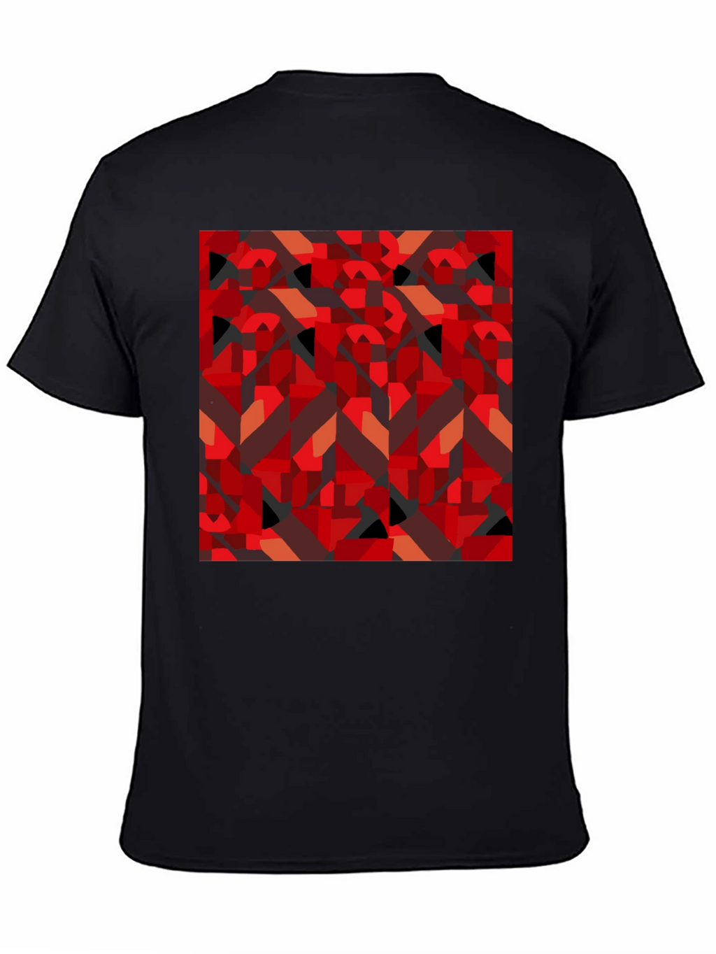 Abstract Geometric Print Black T-Shirt