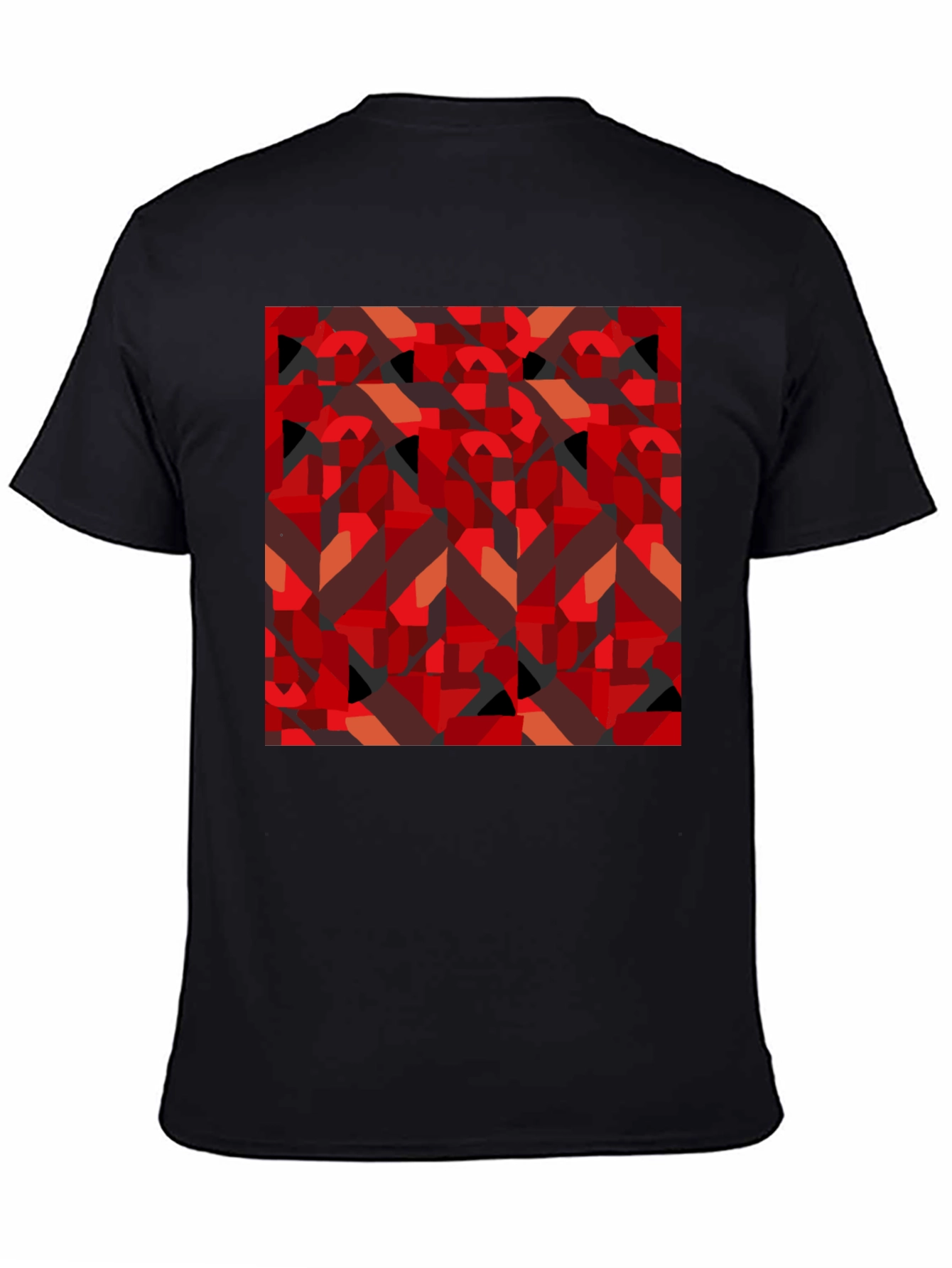 Abstract Geometric Print Black T-Shirt