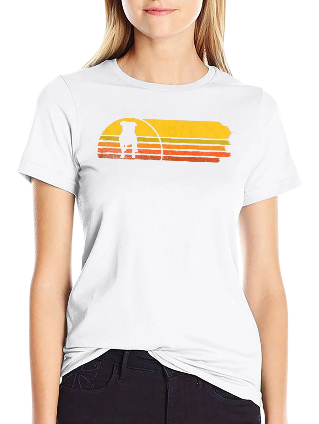 Retro Dog Sunset Graphic Tee - Black