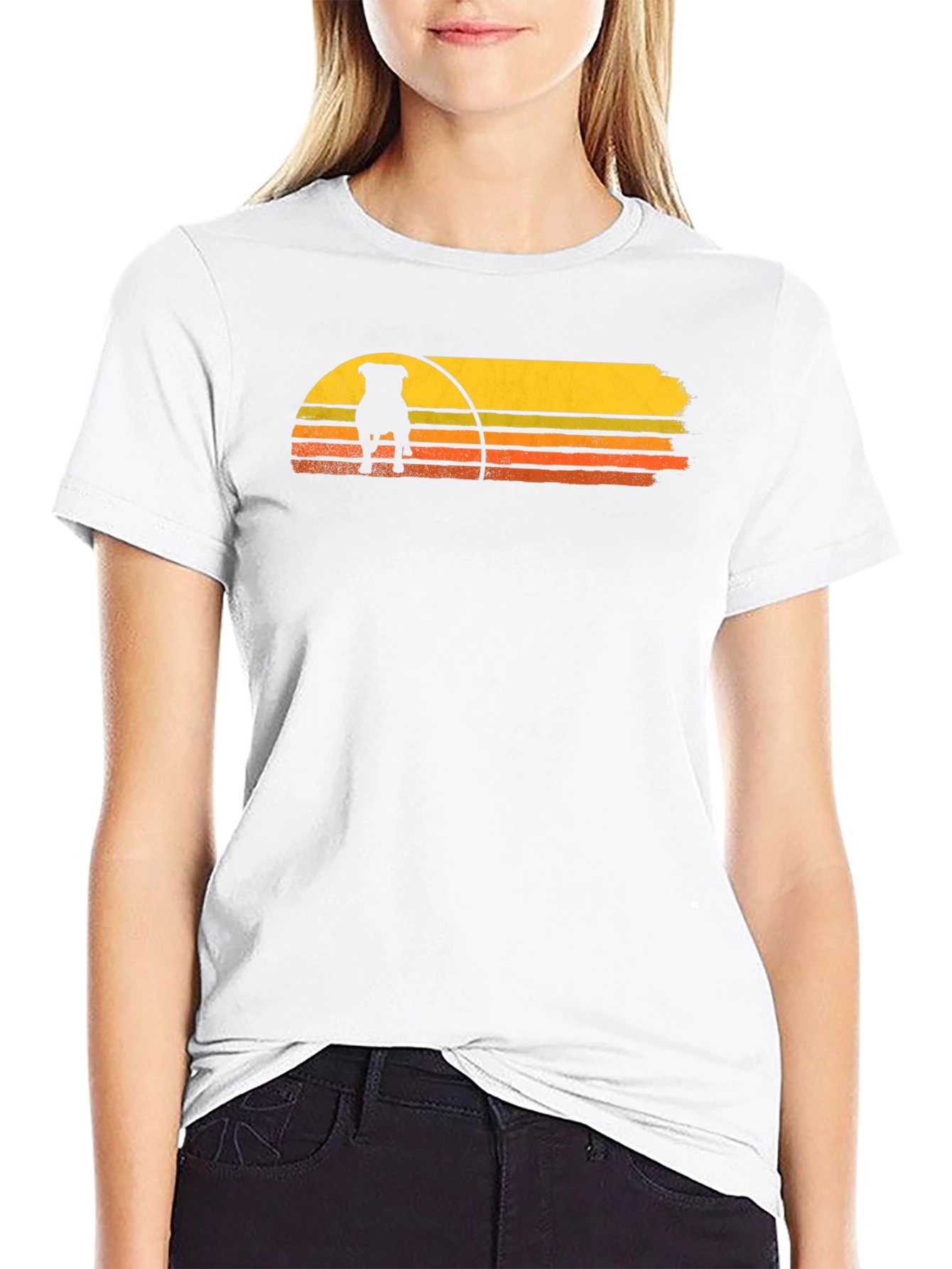 Retro Dog Sunset Graphic Tee - Black