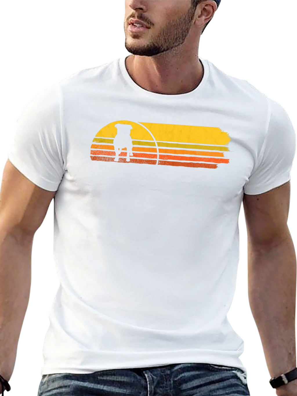 Retro Dog Sunset Graphic Tee - Black