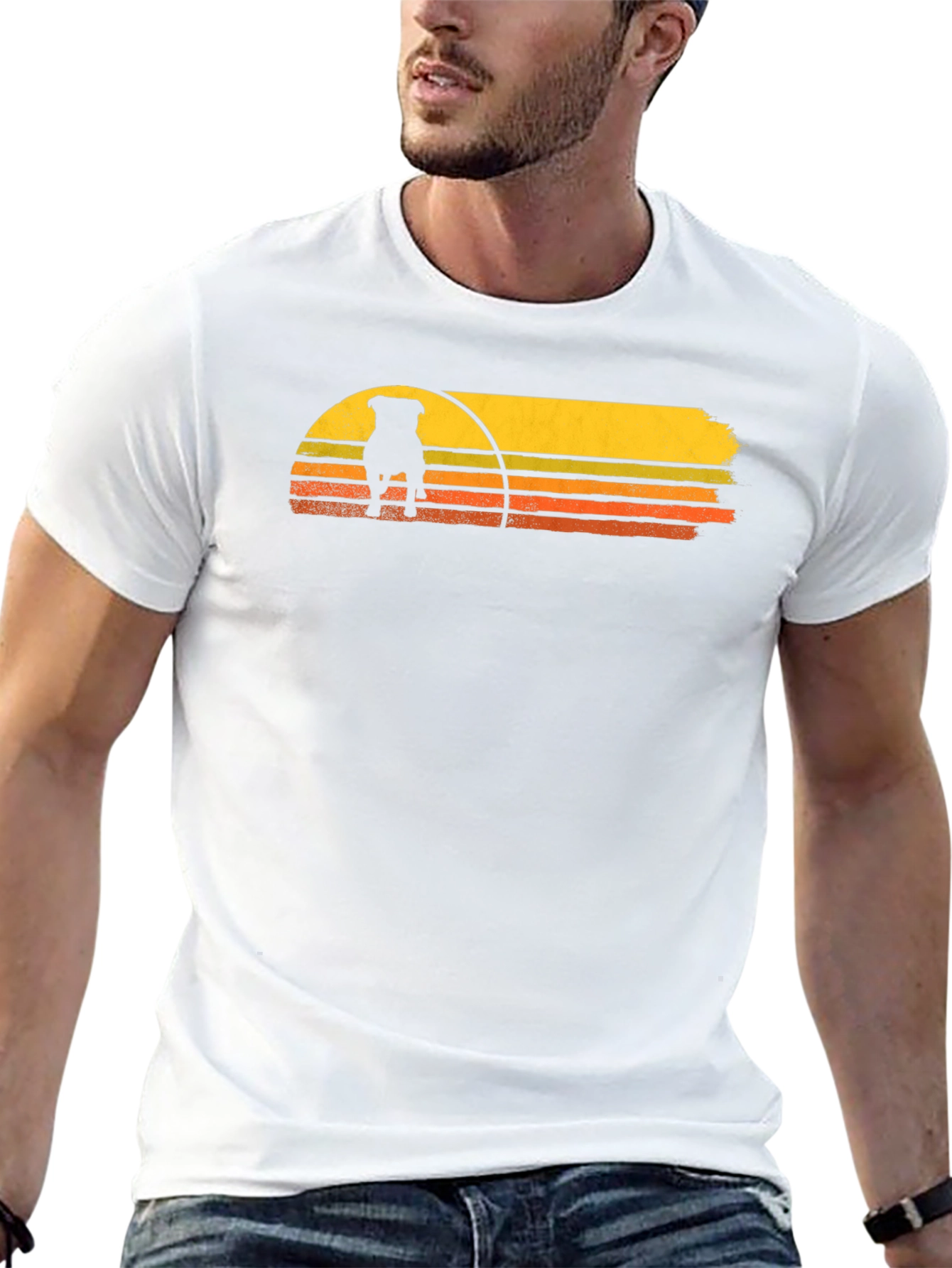 Retro Dog Sunset Graphic Tee - Black