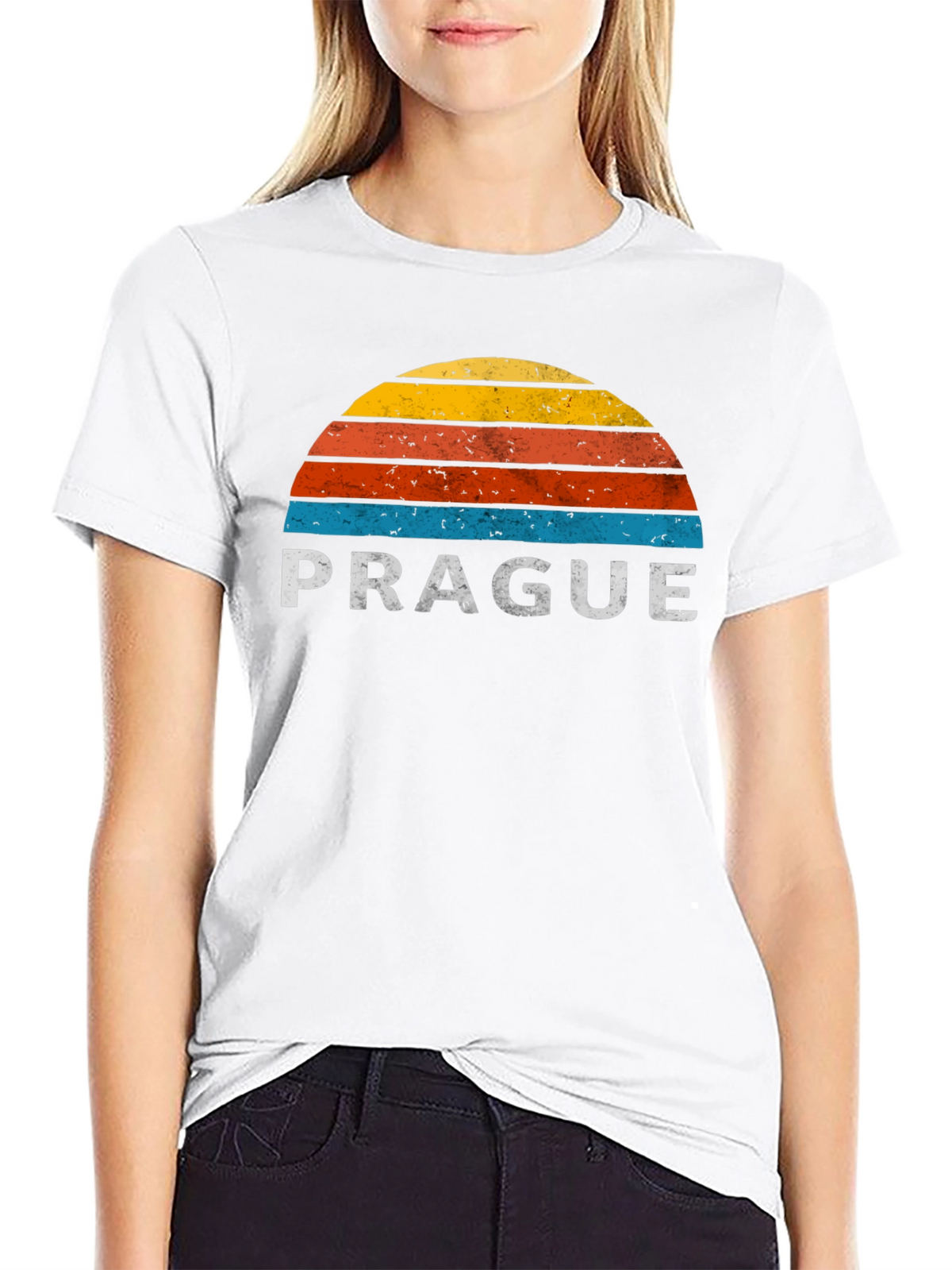 Prague Retro Sunset T-Shirt - Vintage City Pride Tee
