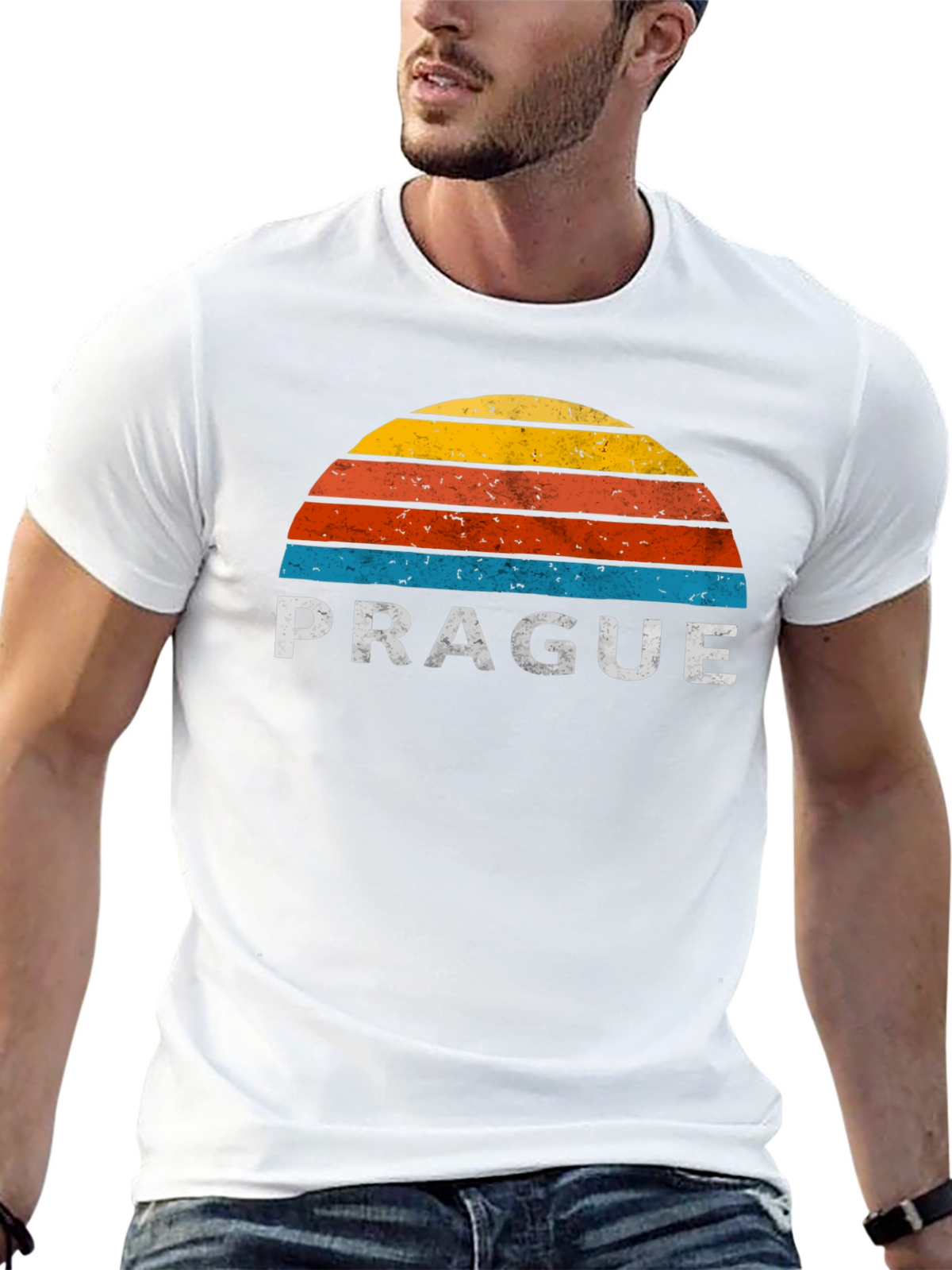 Prague Retro Sunset T-Shirt - Vintage City Pride Tee