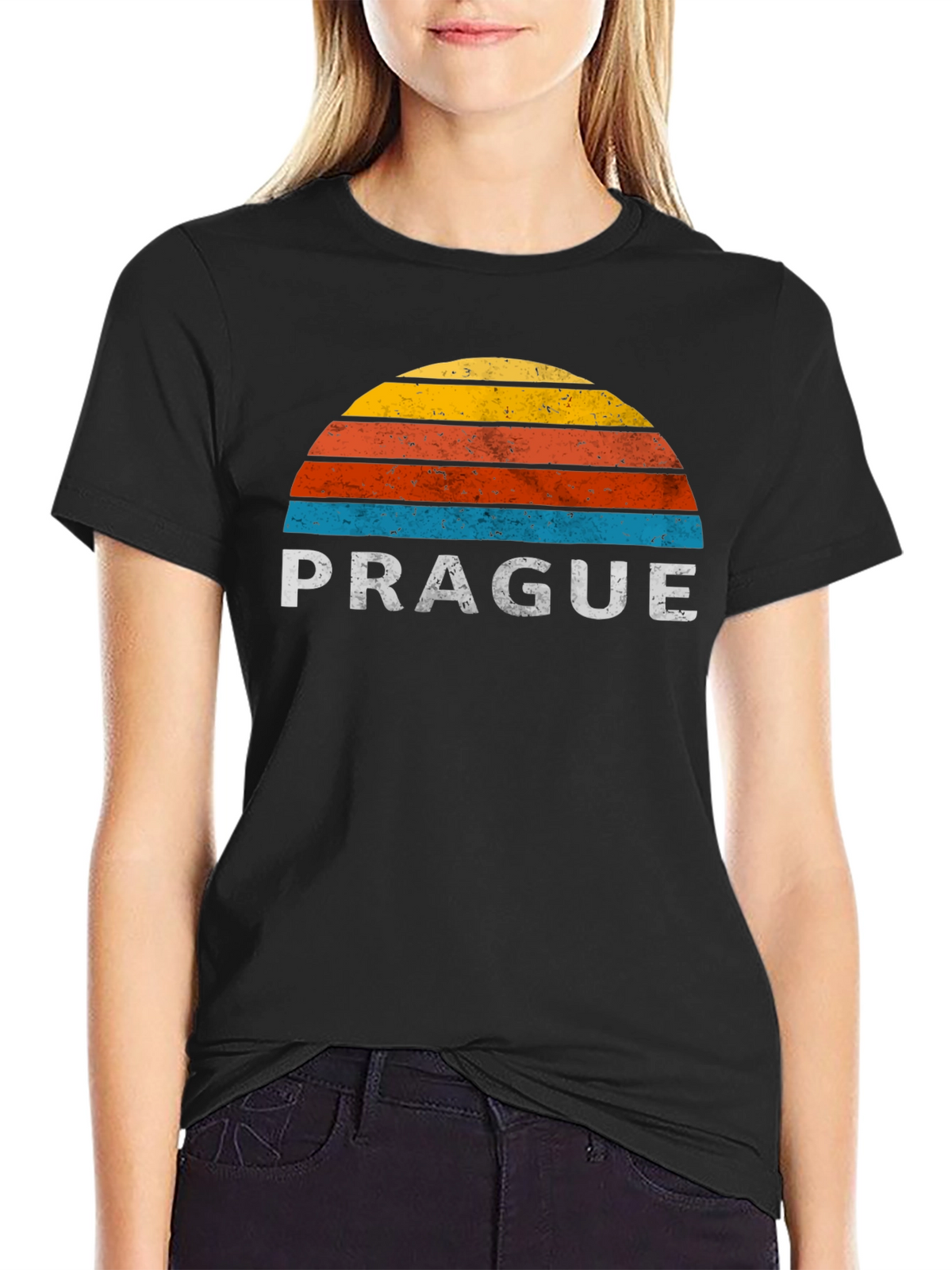 Prague Retro Sunset T-Shirt - Vintage City Pride Tee