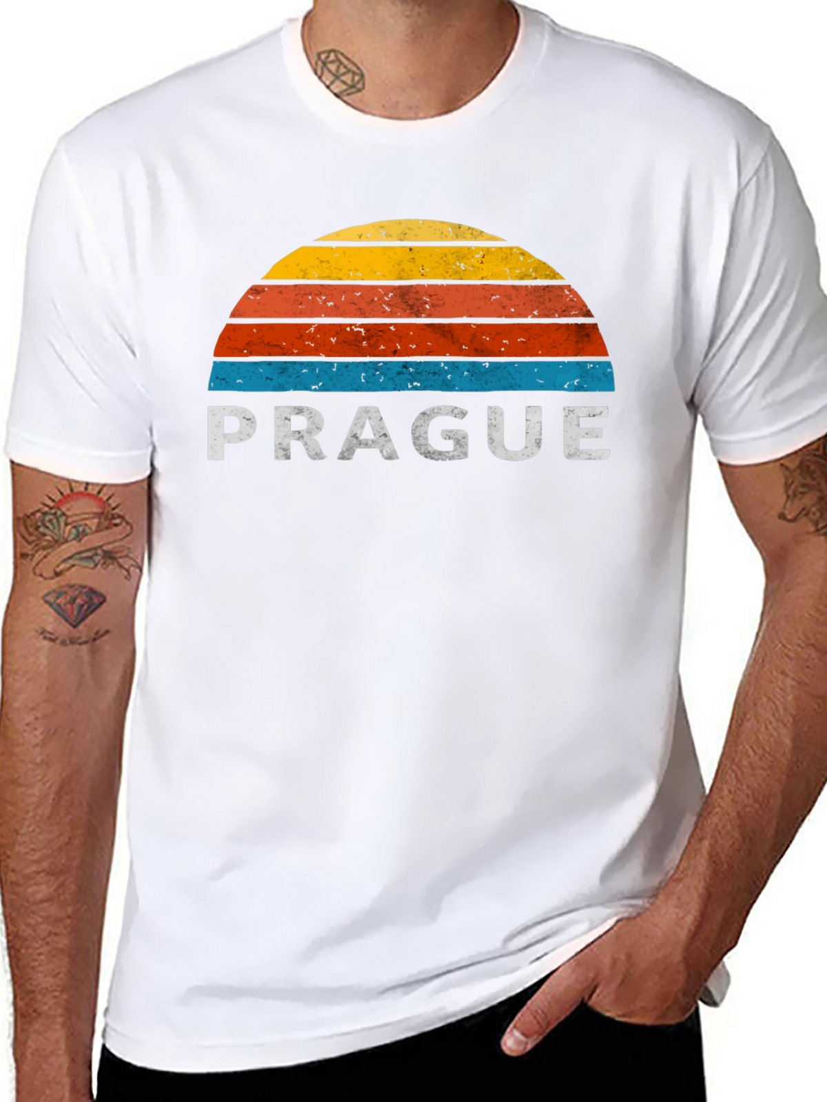 Prague Retro Sunset T-Shirt - Vintage City Pride Tee