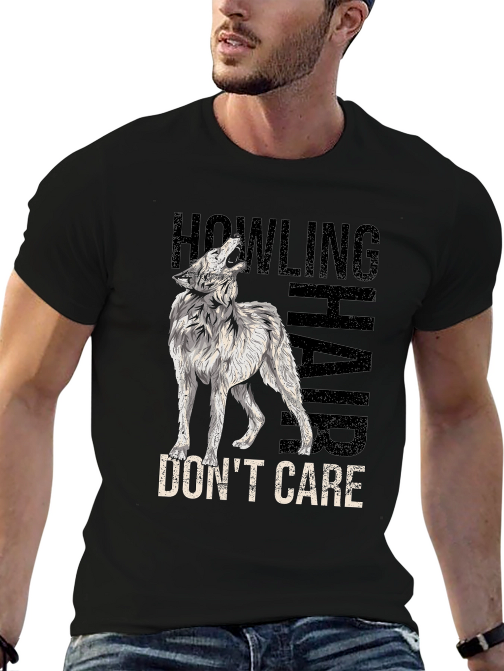 Howling Wolf Hair Dont Care Graphic Tee