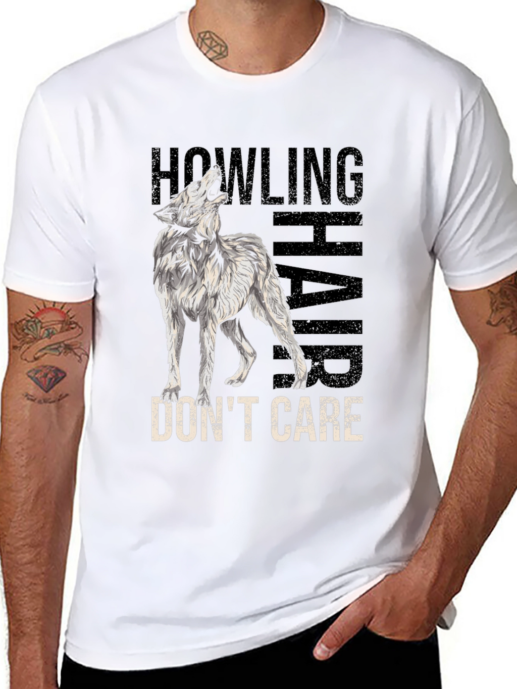 Howling Wolf Hair Dont Care Graphic Tee