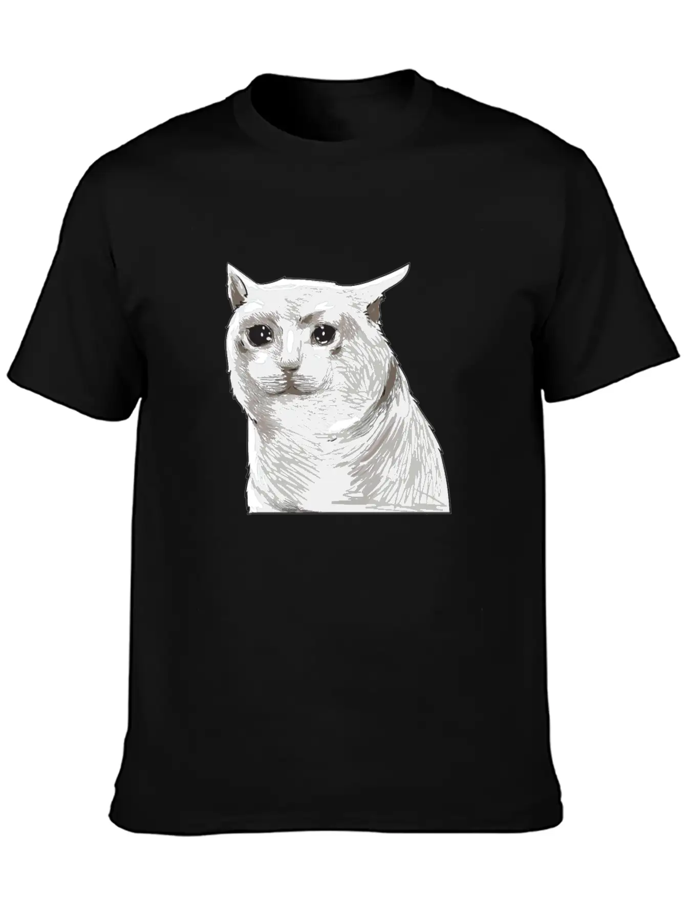 Sad Crying Cat Meme Classic Cotton Tee – Unisex Comfort For Any Season