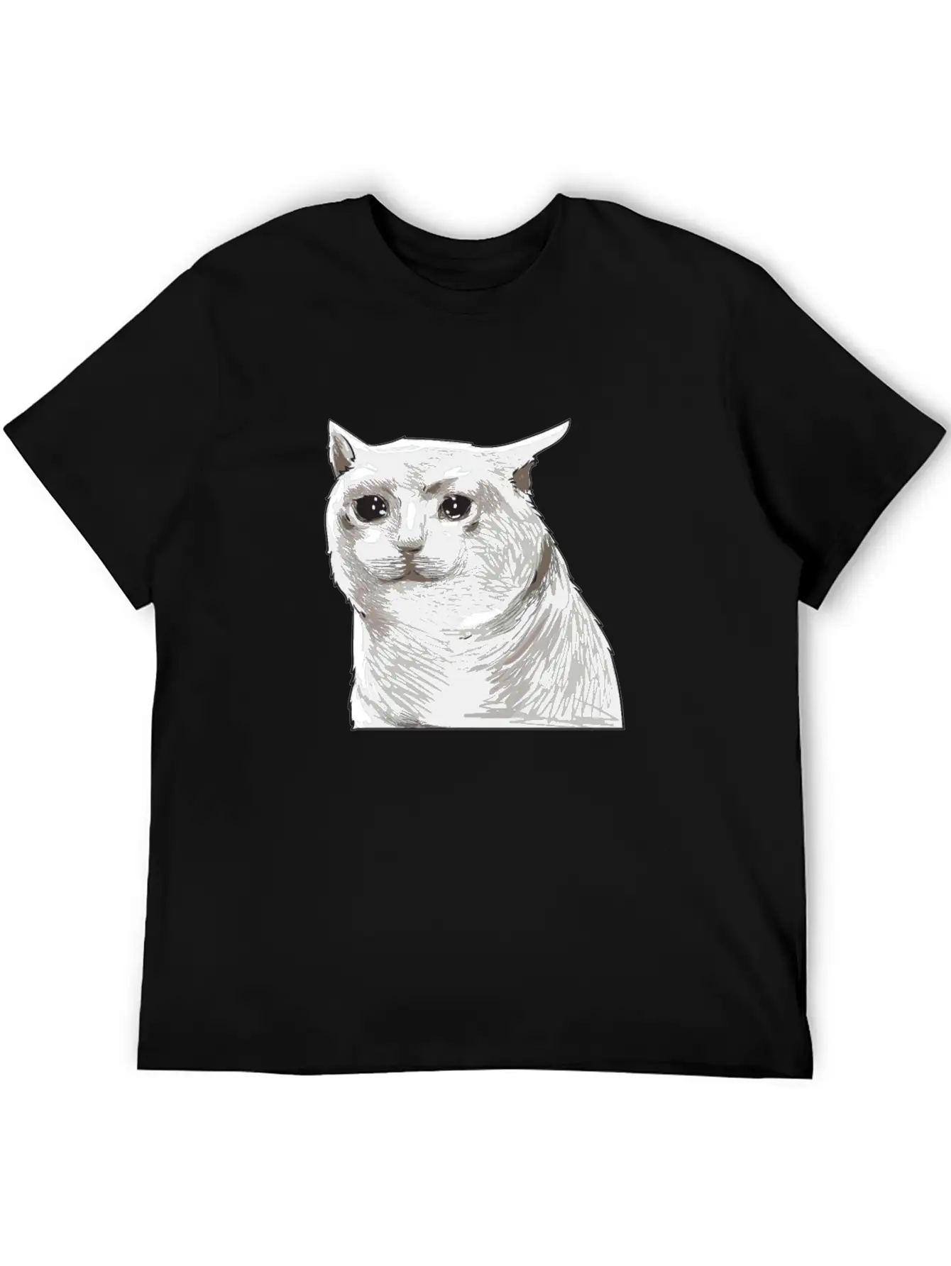 Sad Crying Cat Meme Classic Cotton Tee – Unisex Comfort For Any Season