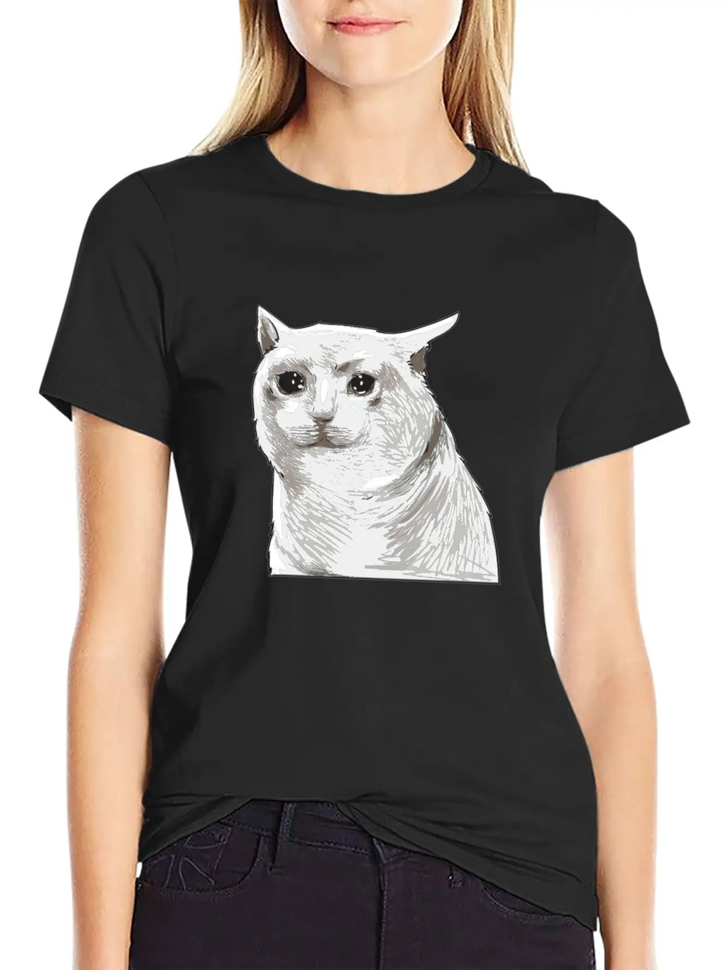 Sad Crying Cat Meme Classic Cotton Tee – Unisex Comfort For Any Season