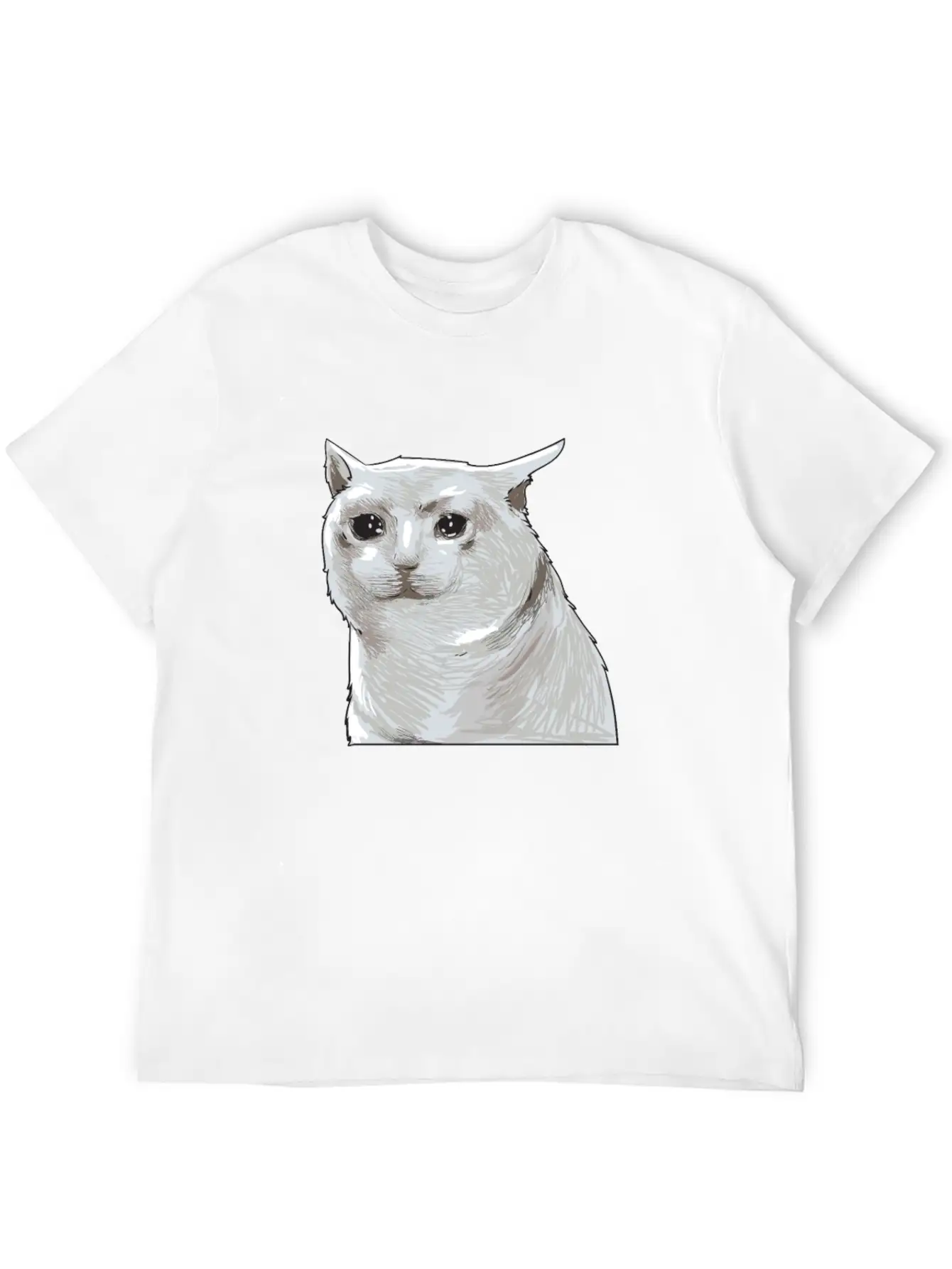 Sad Crying Cat Meme Classic Cotton Tee – Unisex Comfort For Any Season