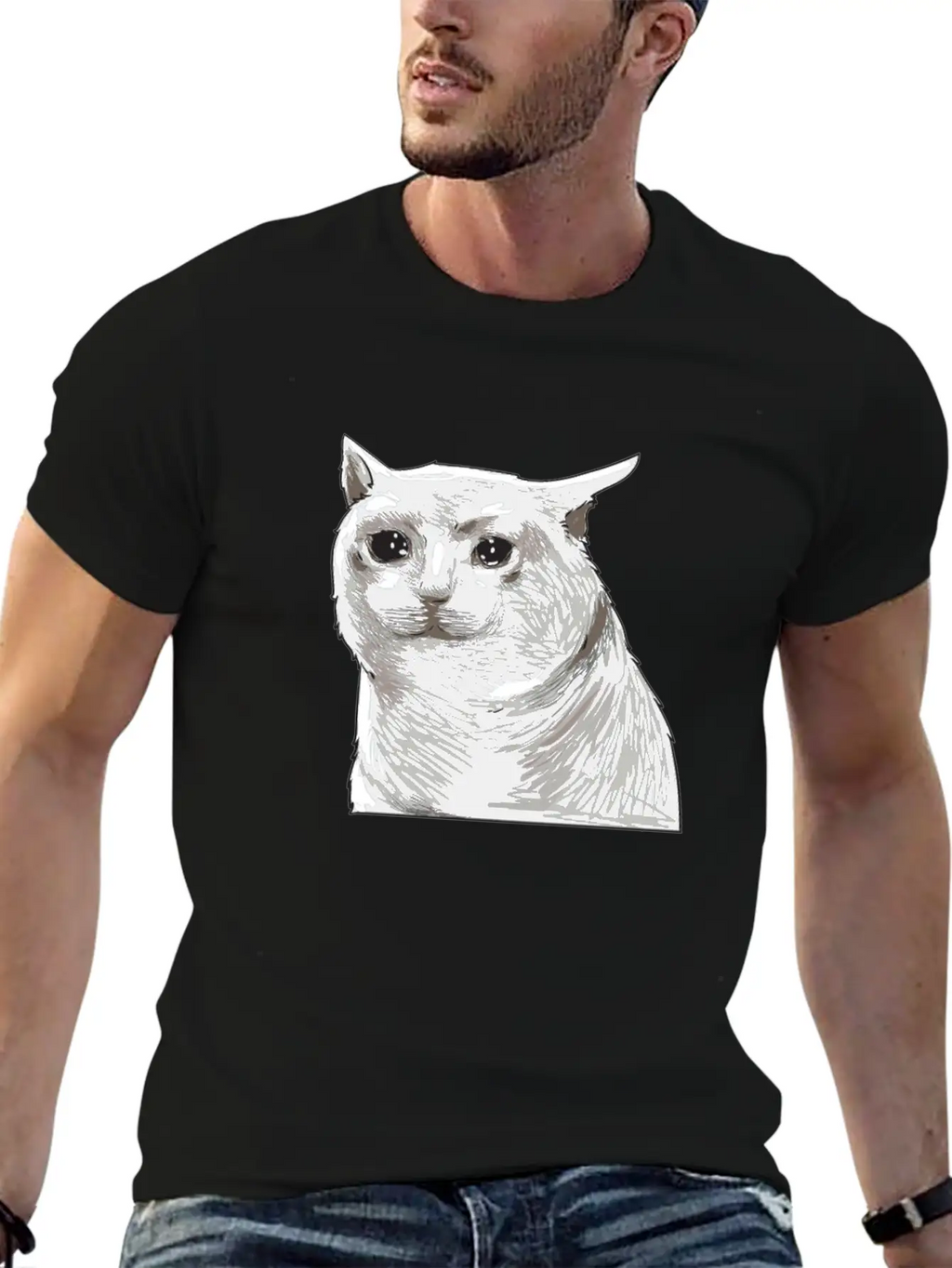 Sad Crying Cat Meme Classic Cotton Tee – Unisex Comfort For Any Season