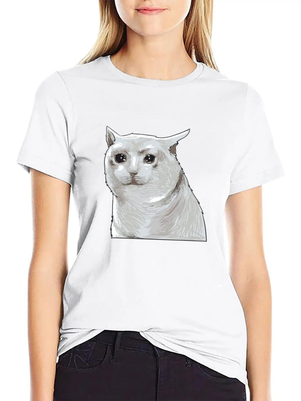 Sad Crying Cat Meme Classic Cotton Tee – Unisex Comfort For Any Season