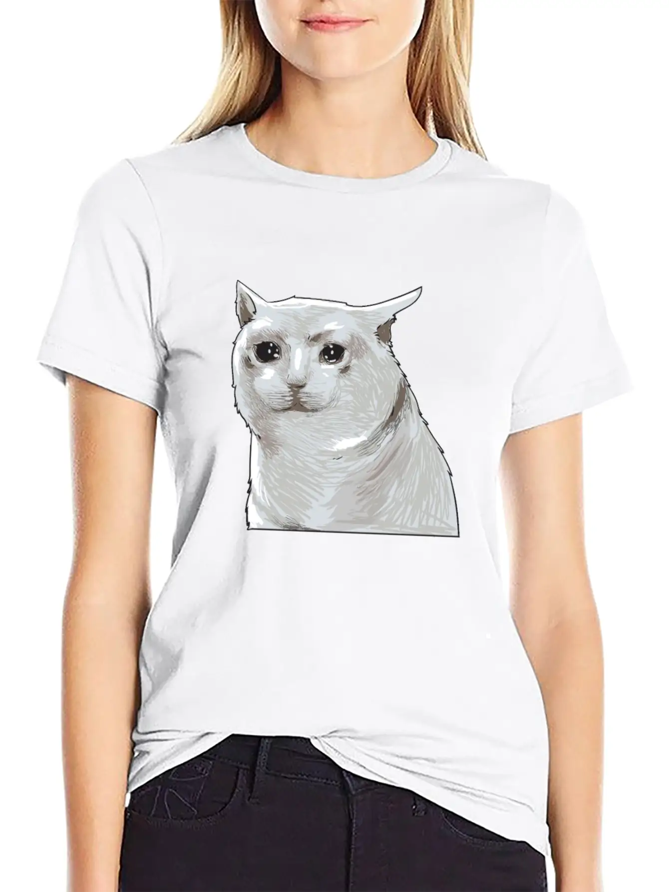 Sad Crying Cat Meme Classic Cotton Tee – Unisex Comfort For Any Season