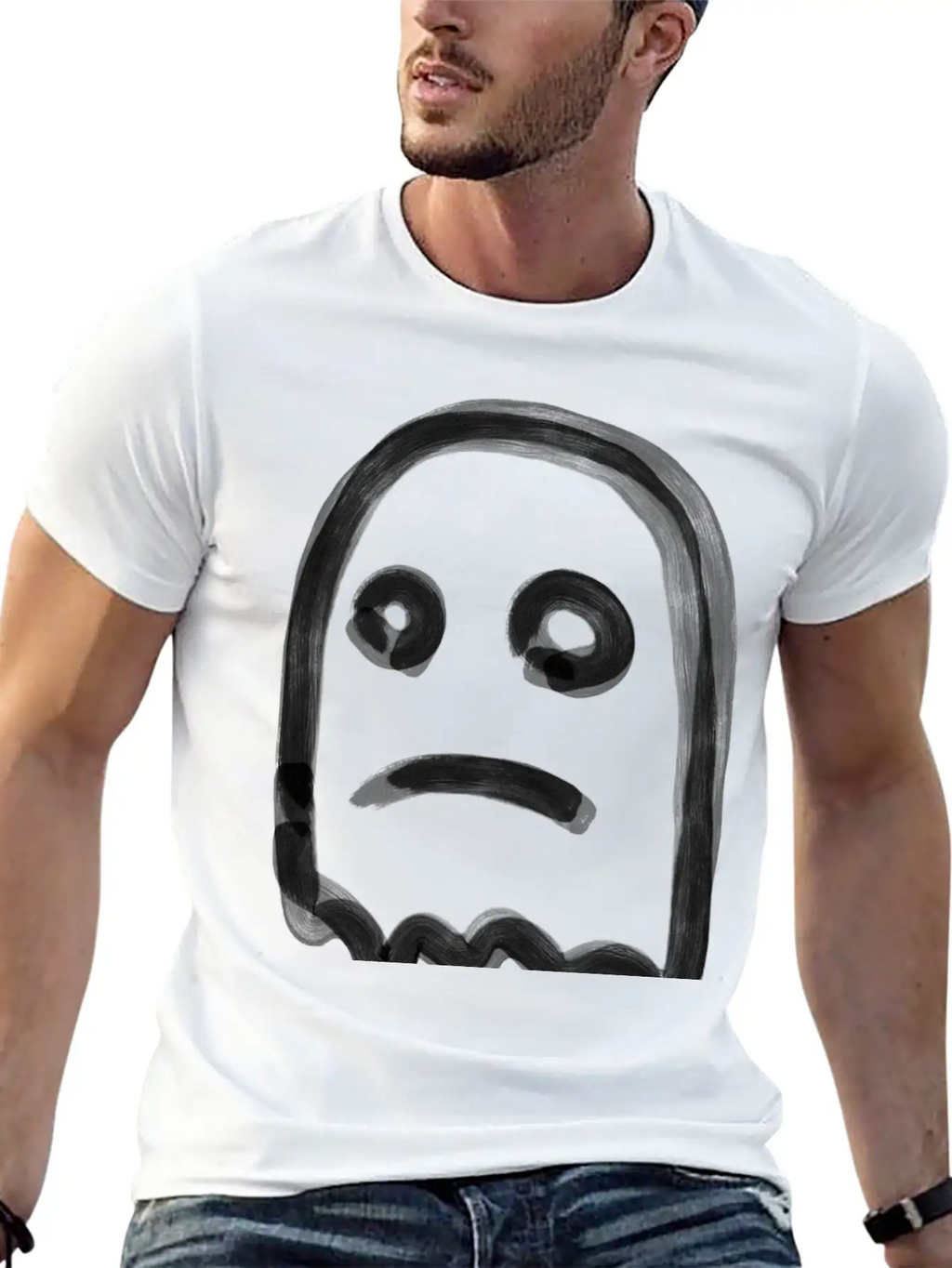 Sad Ghost Stylish Everyday T-Shirt – Unisex Basic Cotton Tee