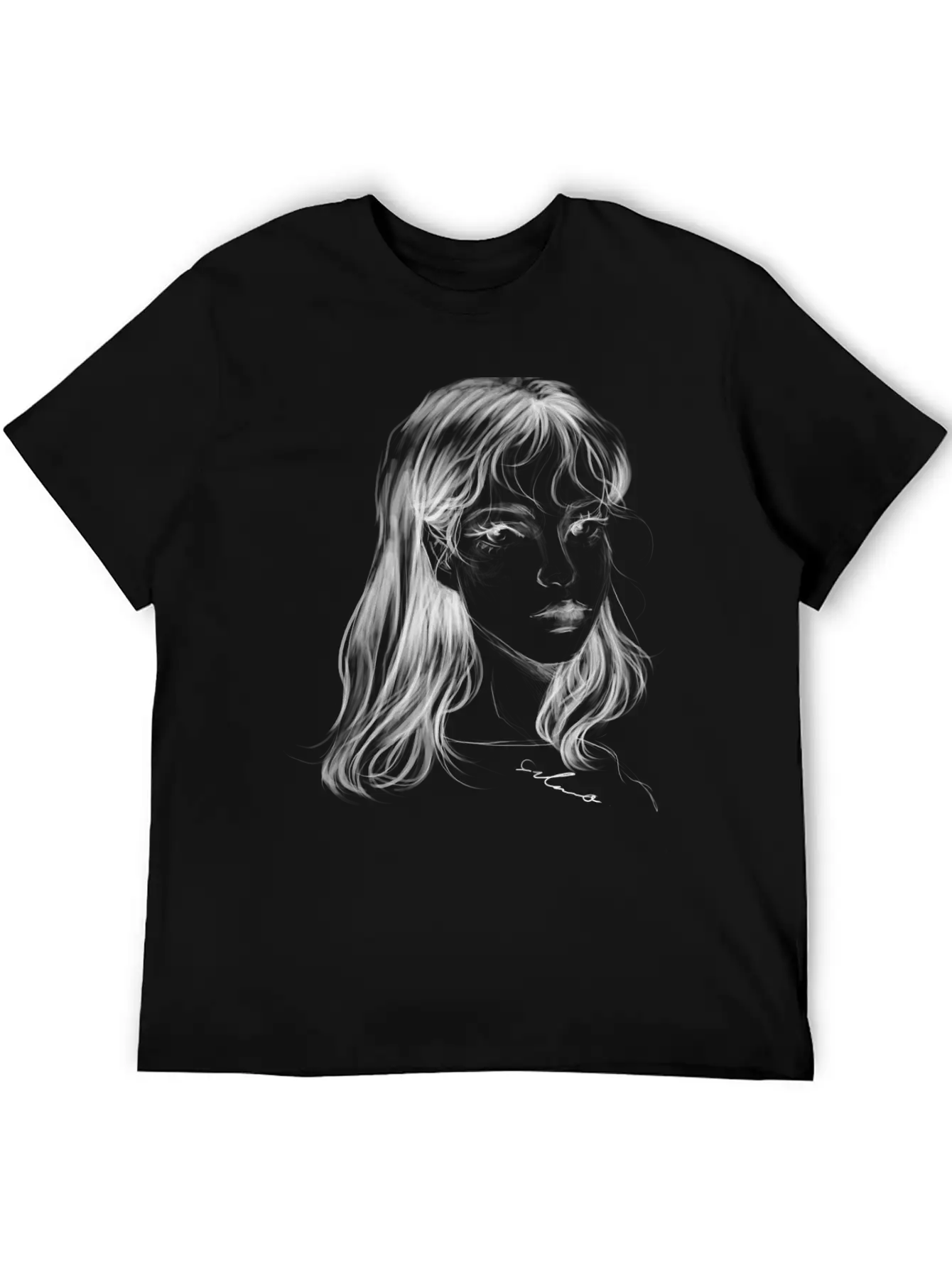 Sad Girl Artist Hand Draw Stylish Everyday T-Shirt – Unisex Basic Cotton Tee