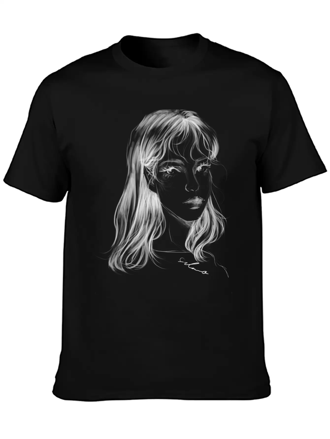 Sad Girl Artist Hand Draw Stylish Everyday T-Shirt – Unisex Basic Cotton Tee