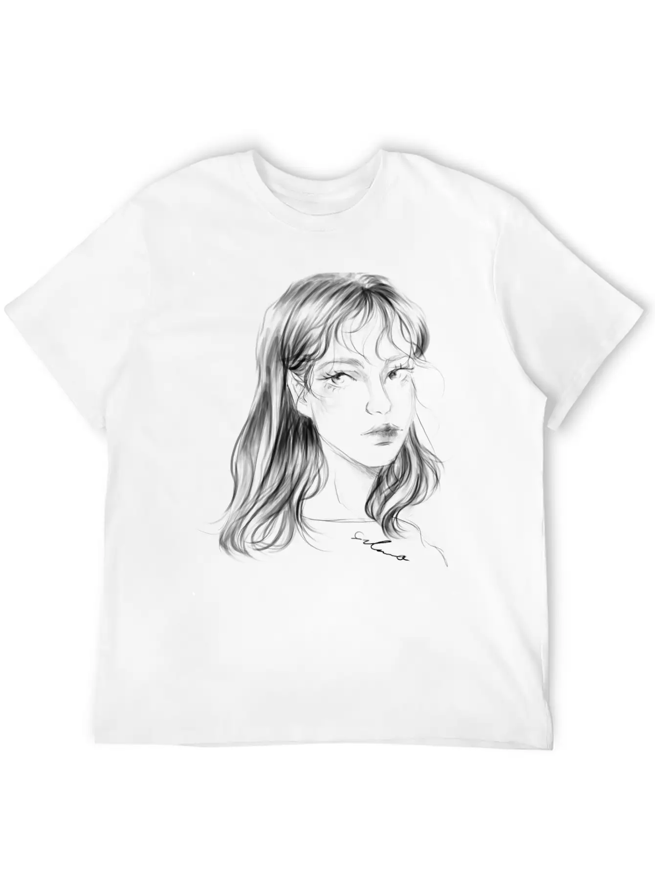 Sad Girl Artist Hand Draw Stylish Everyday T-Shirt – Unisex Basic Cotton Tee