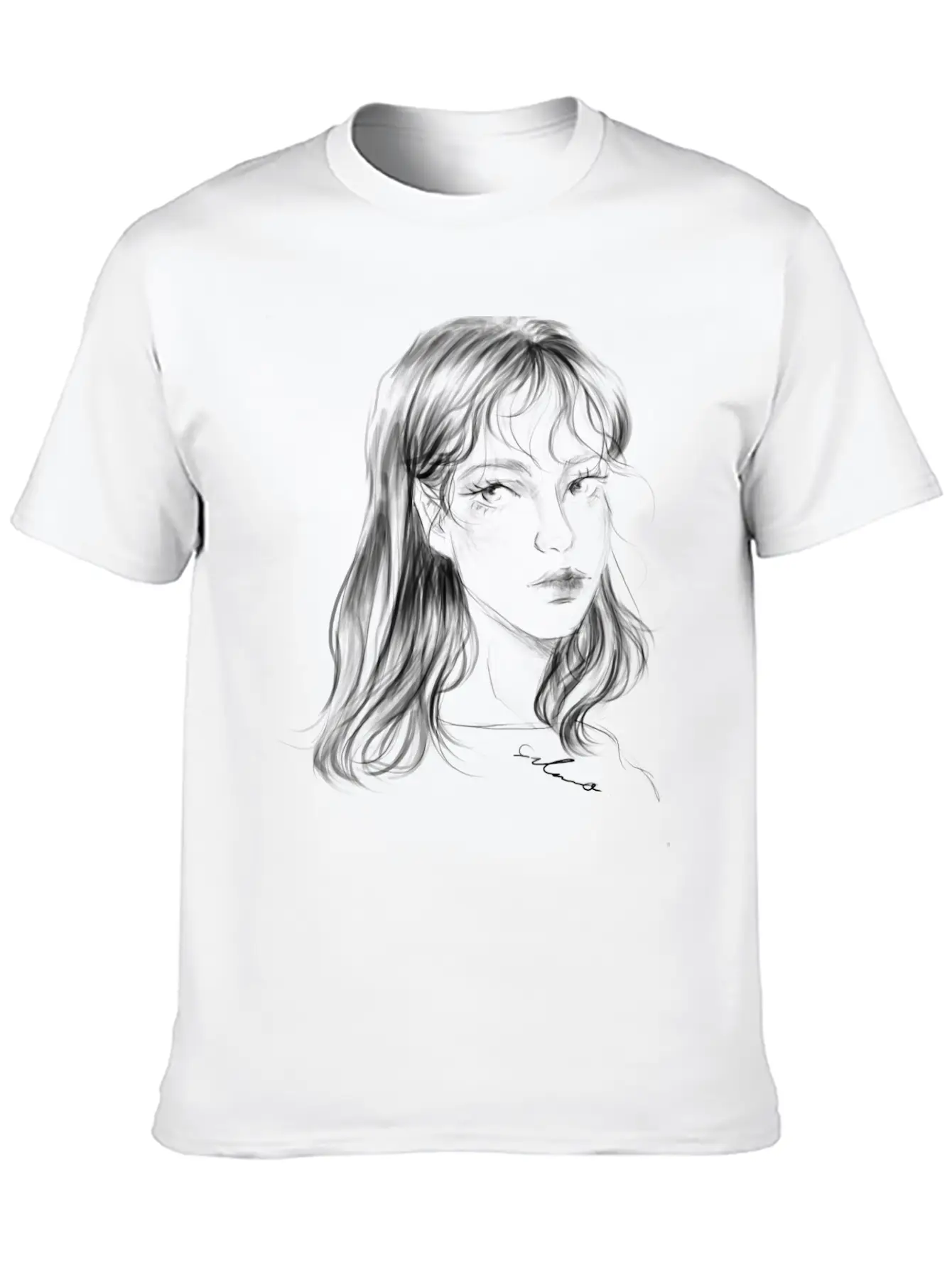 Sad Girl Artist Hand Draw Stylish Everyday T-Shirt – Unisex Basic Cotton Tee