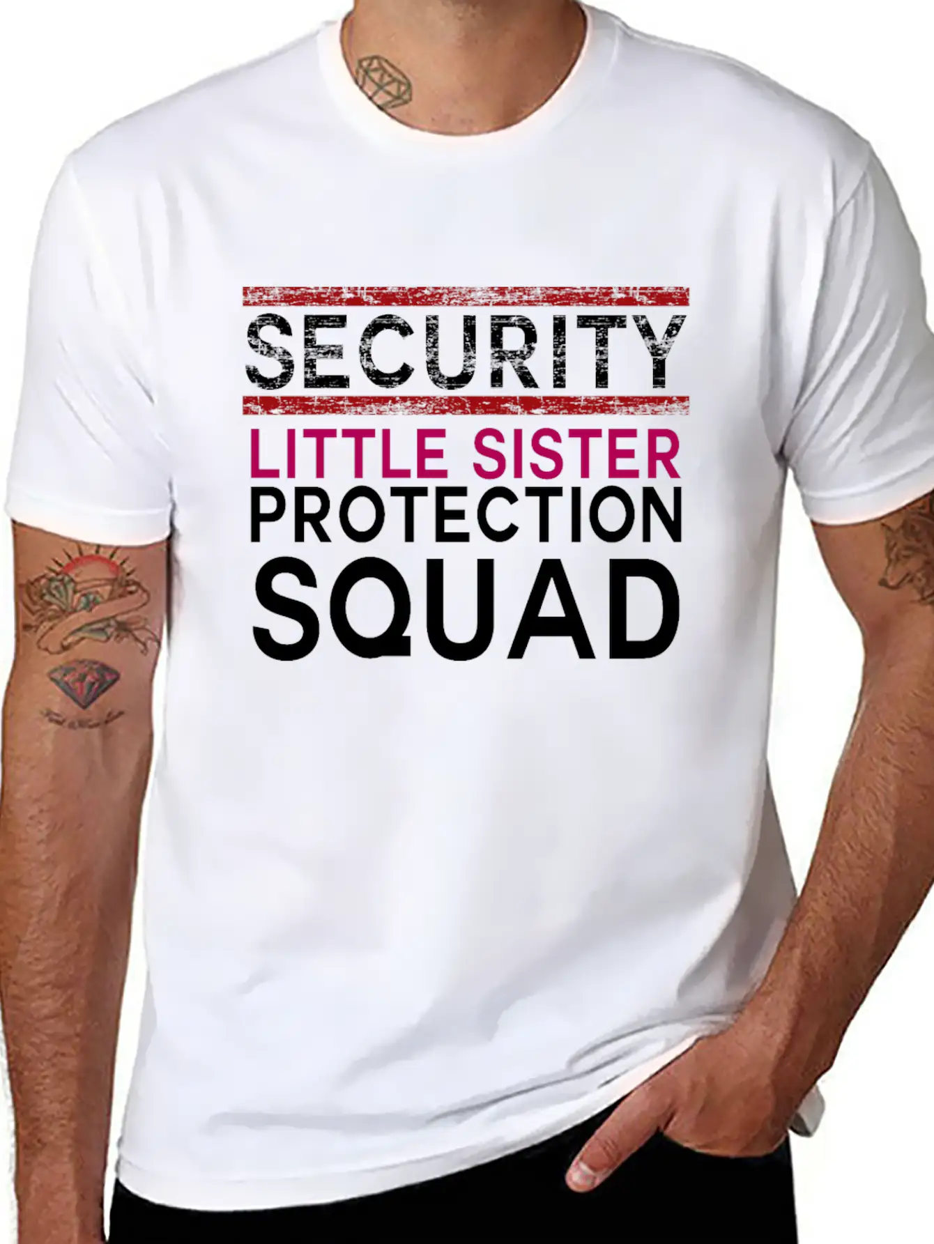 Safety Little Sister Protection Group Big Brother Classic Cotton Tee – Unisex Comfort For Any Season