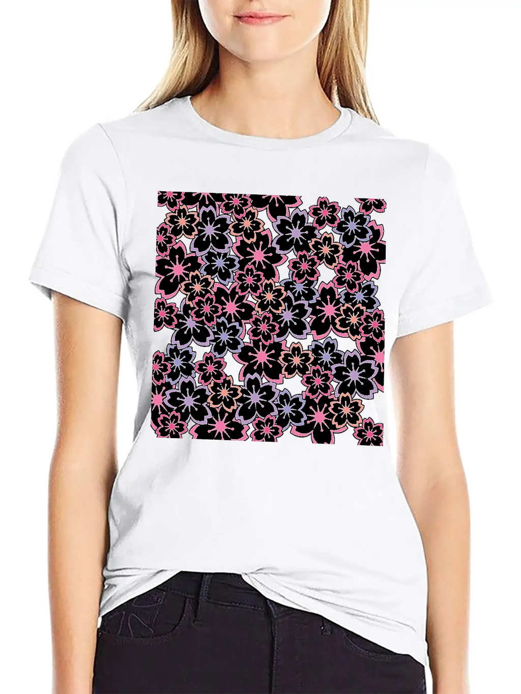 Sakura Flowers Pattern - Cool Cherry Blossom Print Classic Cotton Tee – Unisex Comfort For Any Season