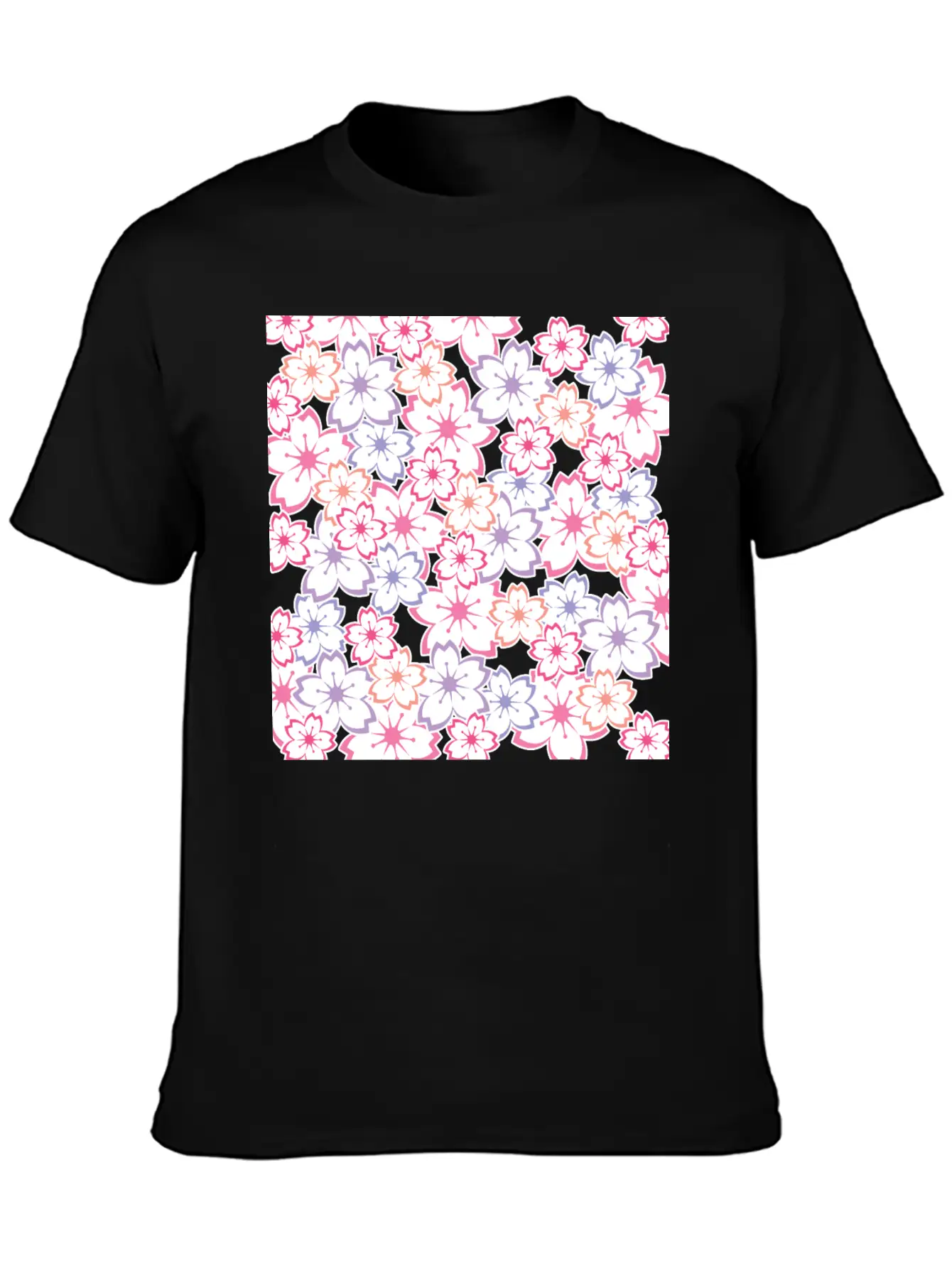 Sakura Flowers Pattern - Cool Cherry Blossom Print Classic Cotton Tee – Unisex Comfort For Any Season