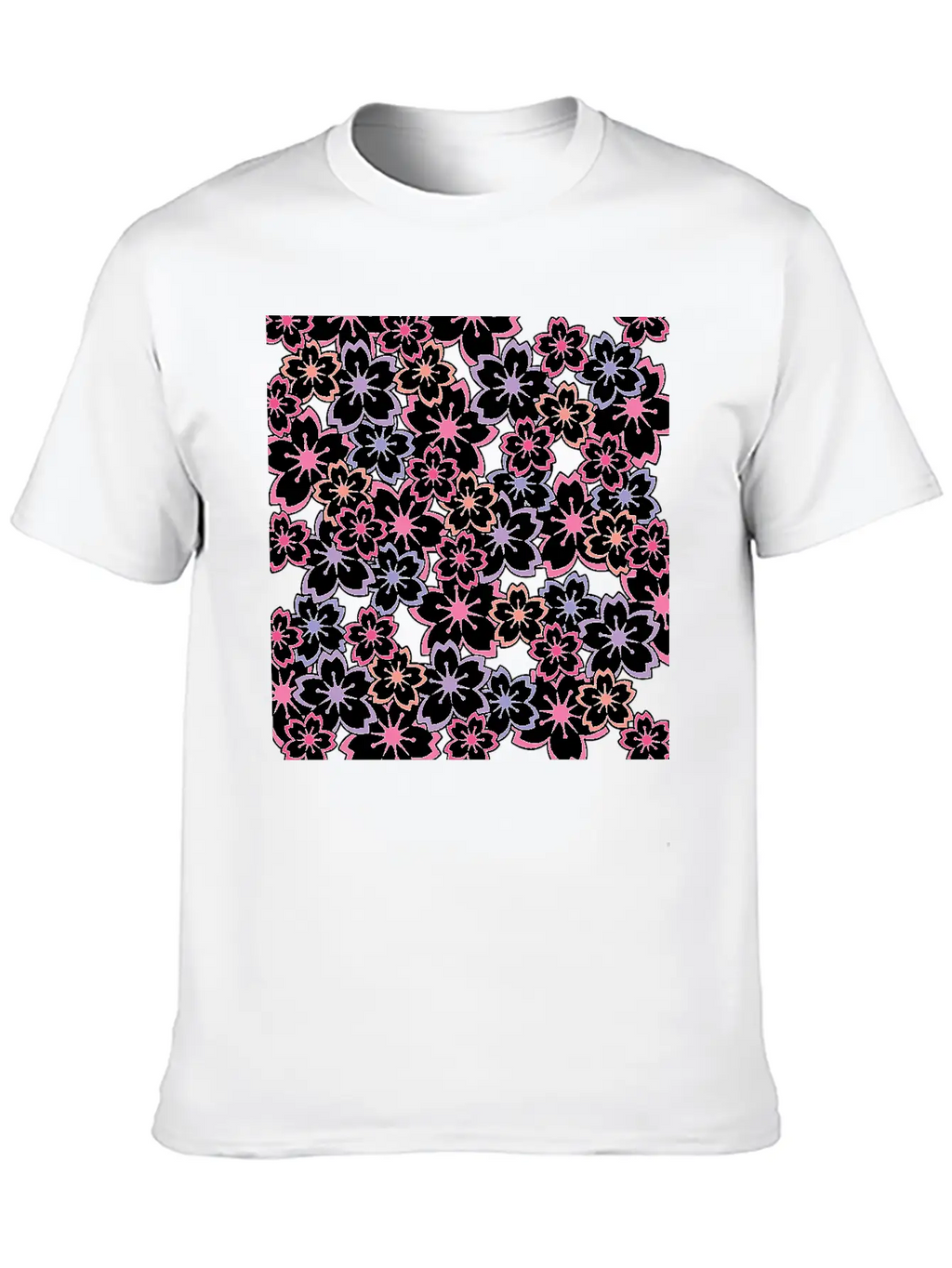 Sakura Flowers Pattern - Cool Cherry Blossom Print Classic Cotton Tee – Unisex Comfort For Any Season