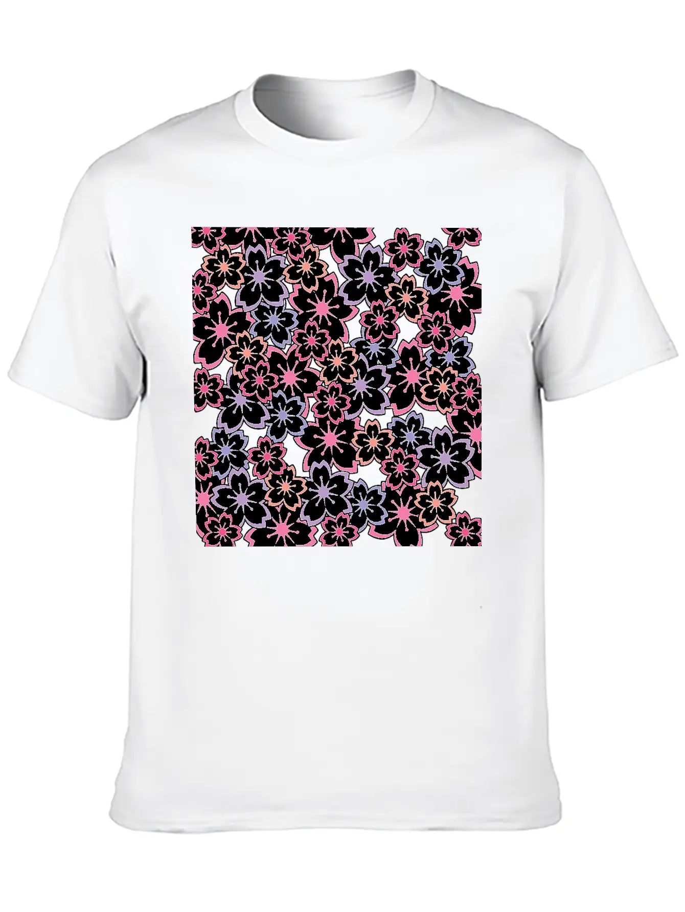 Sakura Flowers Pattern - Cool Cherry Blossom Print Classic Cotton Tee – Unisex Comfort For Any Season