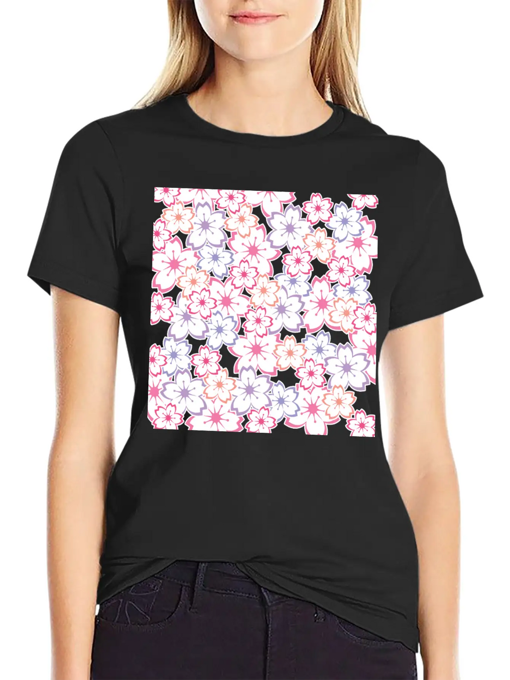 Sakura Flowers Pattern - Cool Cherry Blossom Print Classic Cotton Tee – Unisex Comfort For Any Season