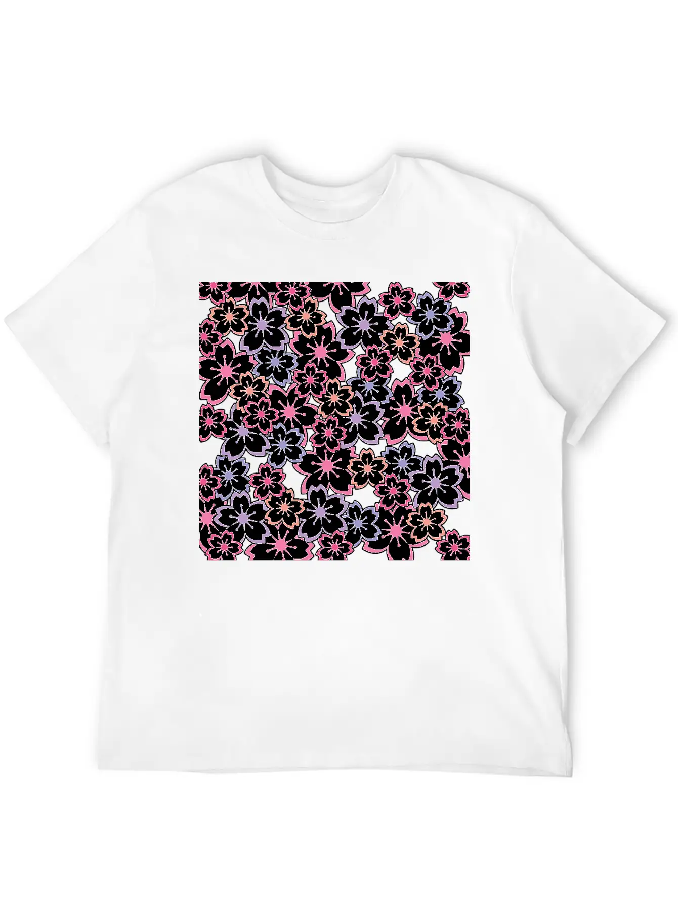 Sakura Flowers Pattern - Cool Cherry Blossom Print Classic Cotton Tee – Unisex Comfort For Any Season