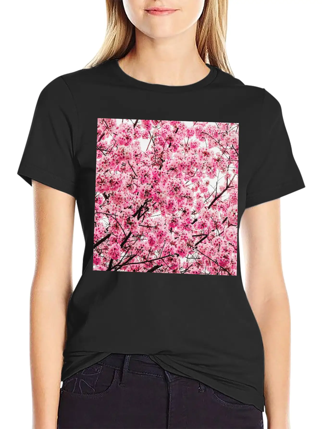 Sakura Tree - Cool Pattern Print Cherry Blossom Classic Cotton Tee – Unisex Comfort For Any Season